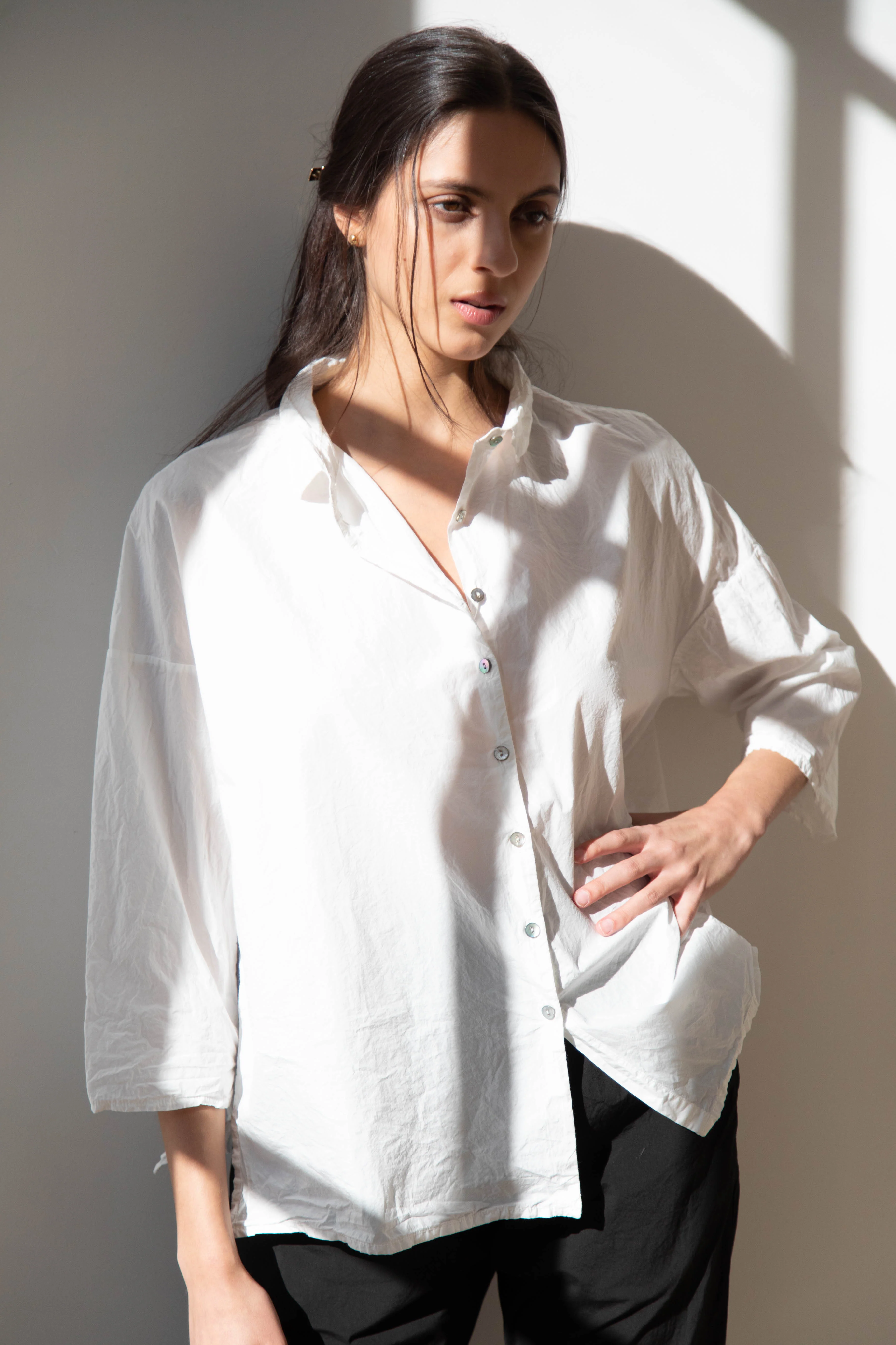 Album di Famiglia | TC Cotton Short Collar Shirt in Milk - Image 18
