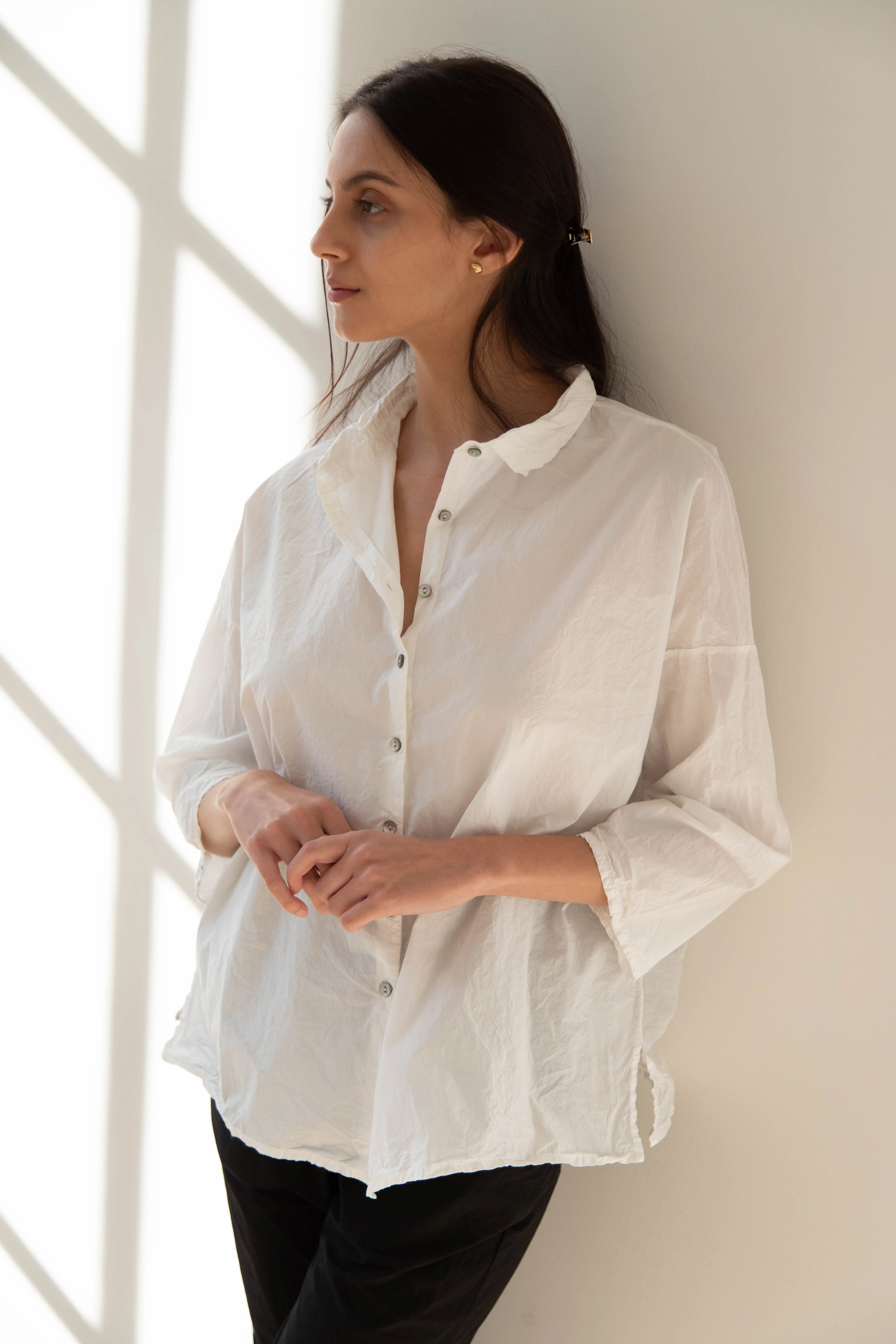 Album di Famiglia | TC Cotton Short Collar Shirt in Milk - Image 19