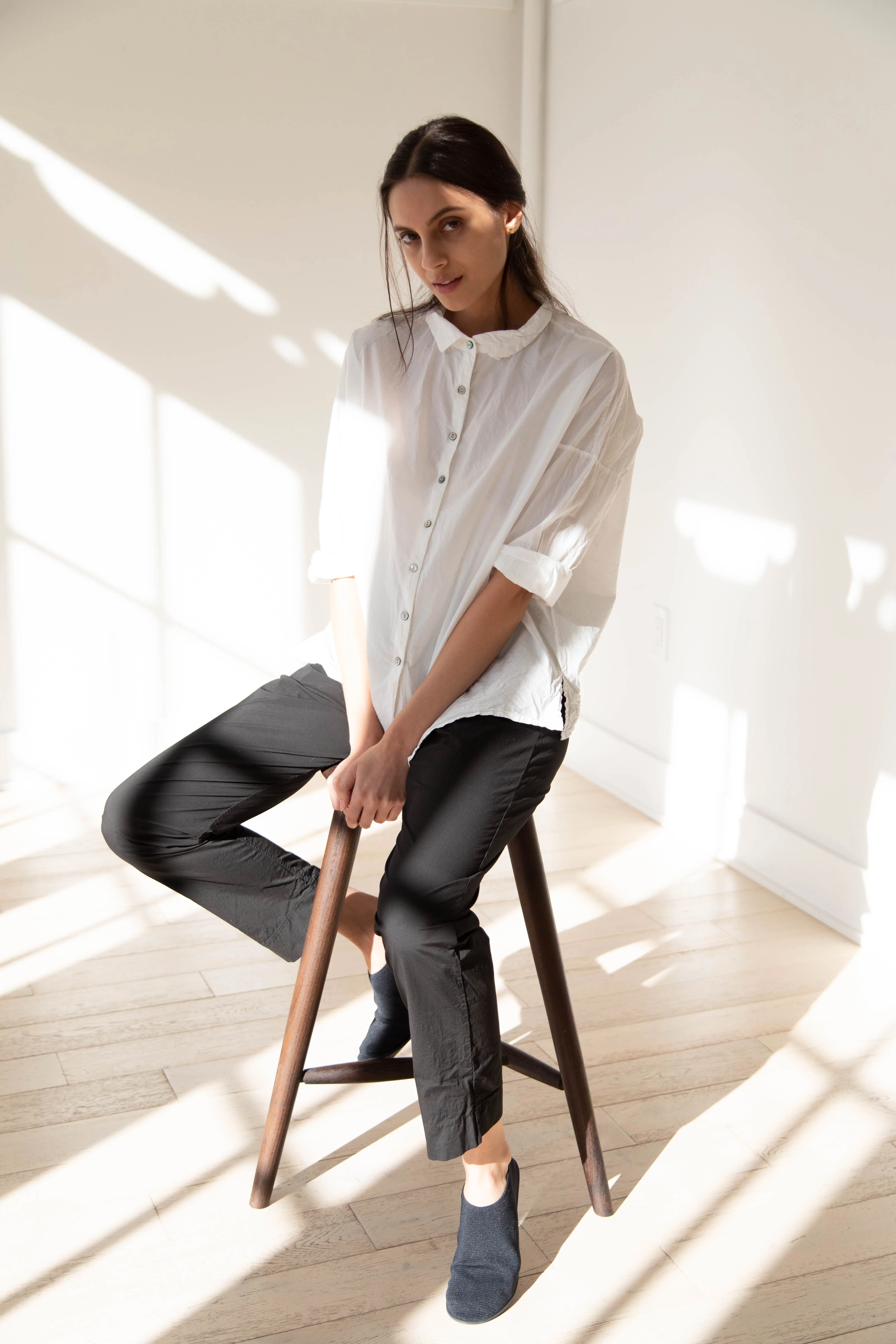 Album di Famiglia | TC Cotton Short Collar Shirt in Milk - Image 3