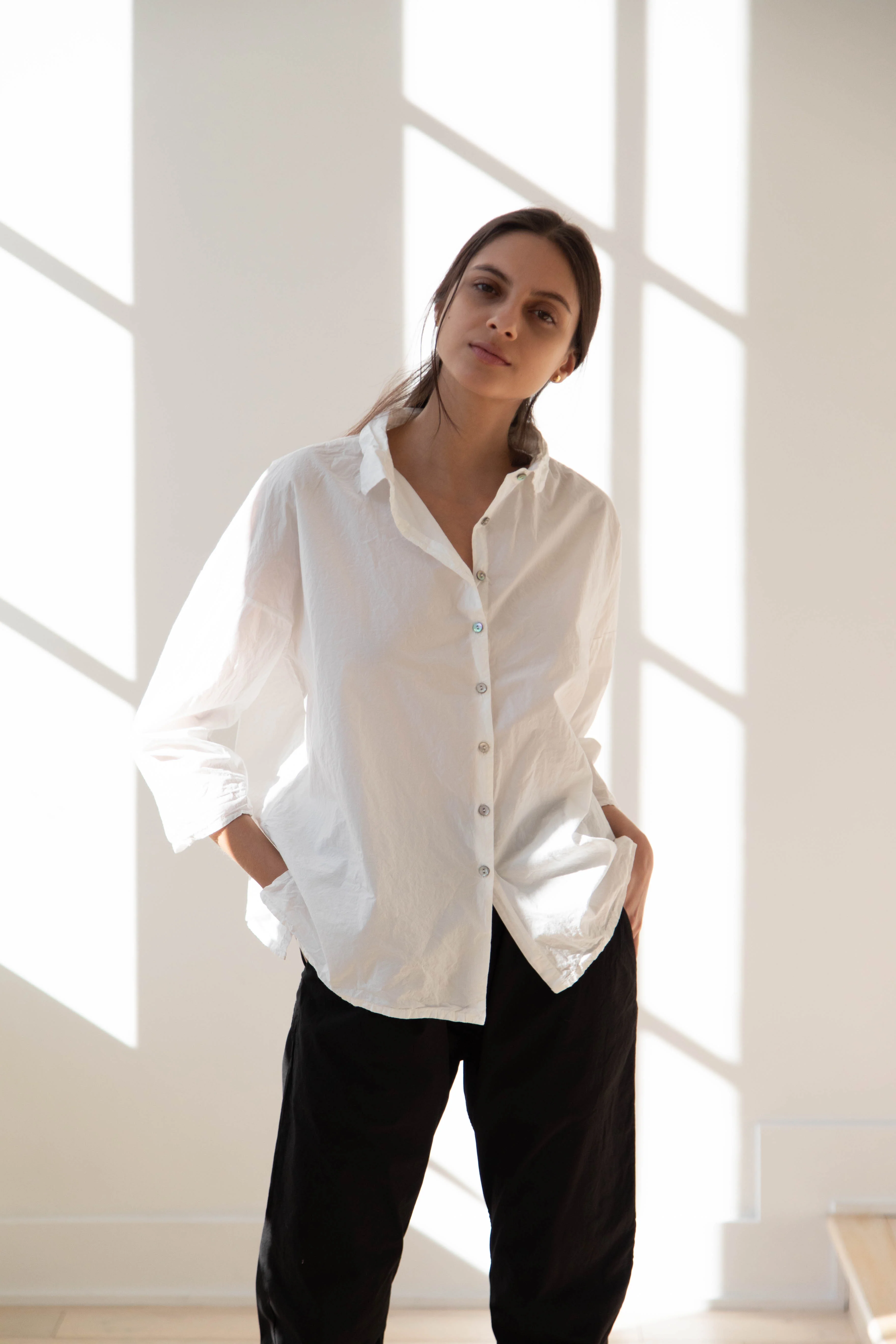 Album di Famiglia | TC Cotton Short Collar Shirt in Milk - Image 5