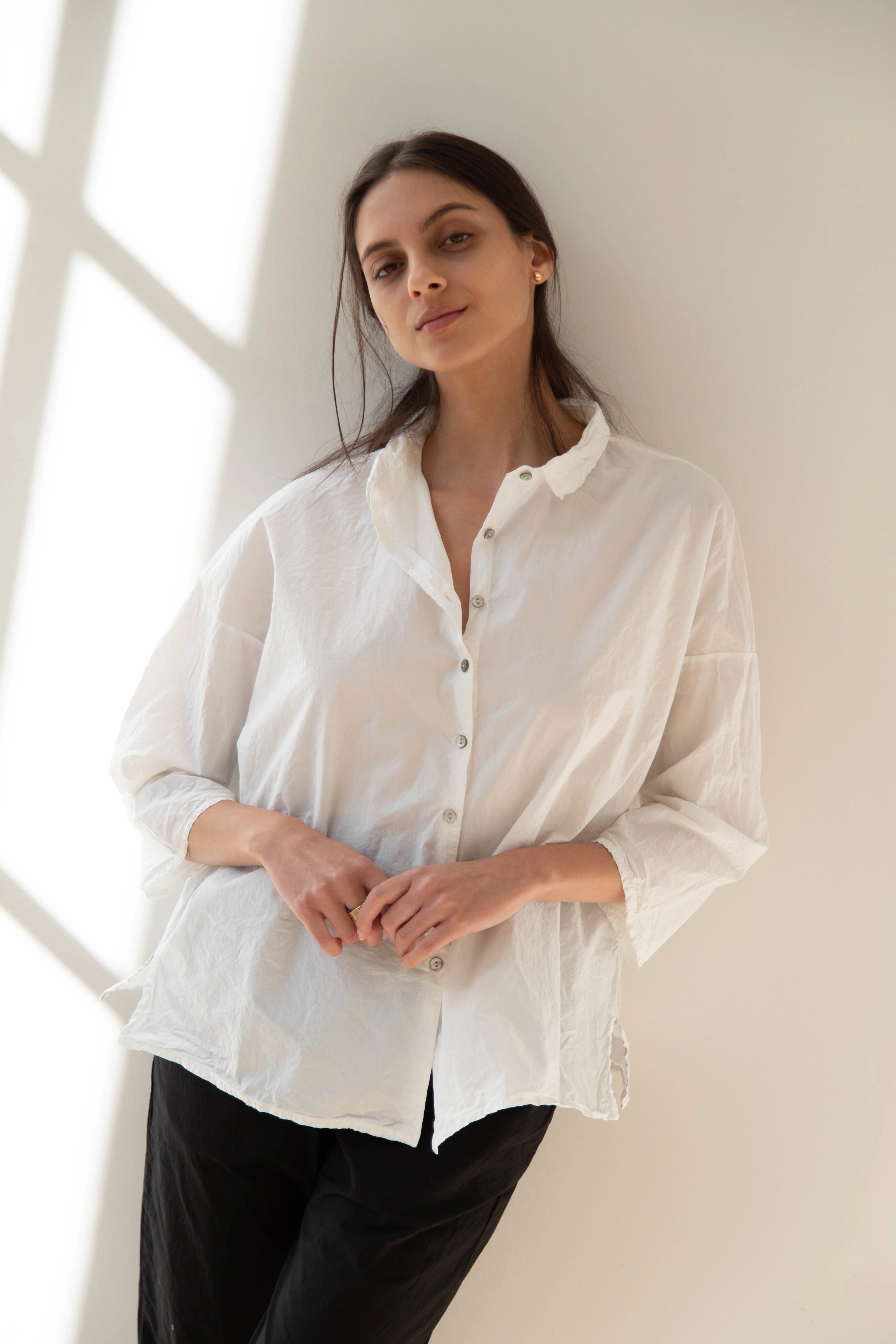 Album di Famiglia | TC Cotton Short Collar Shirt in Milk - Image 7