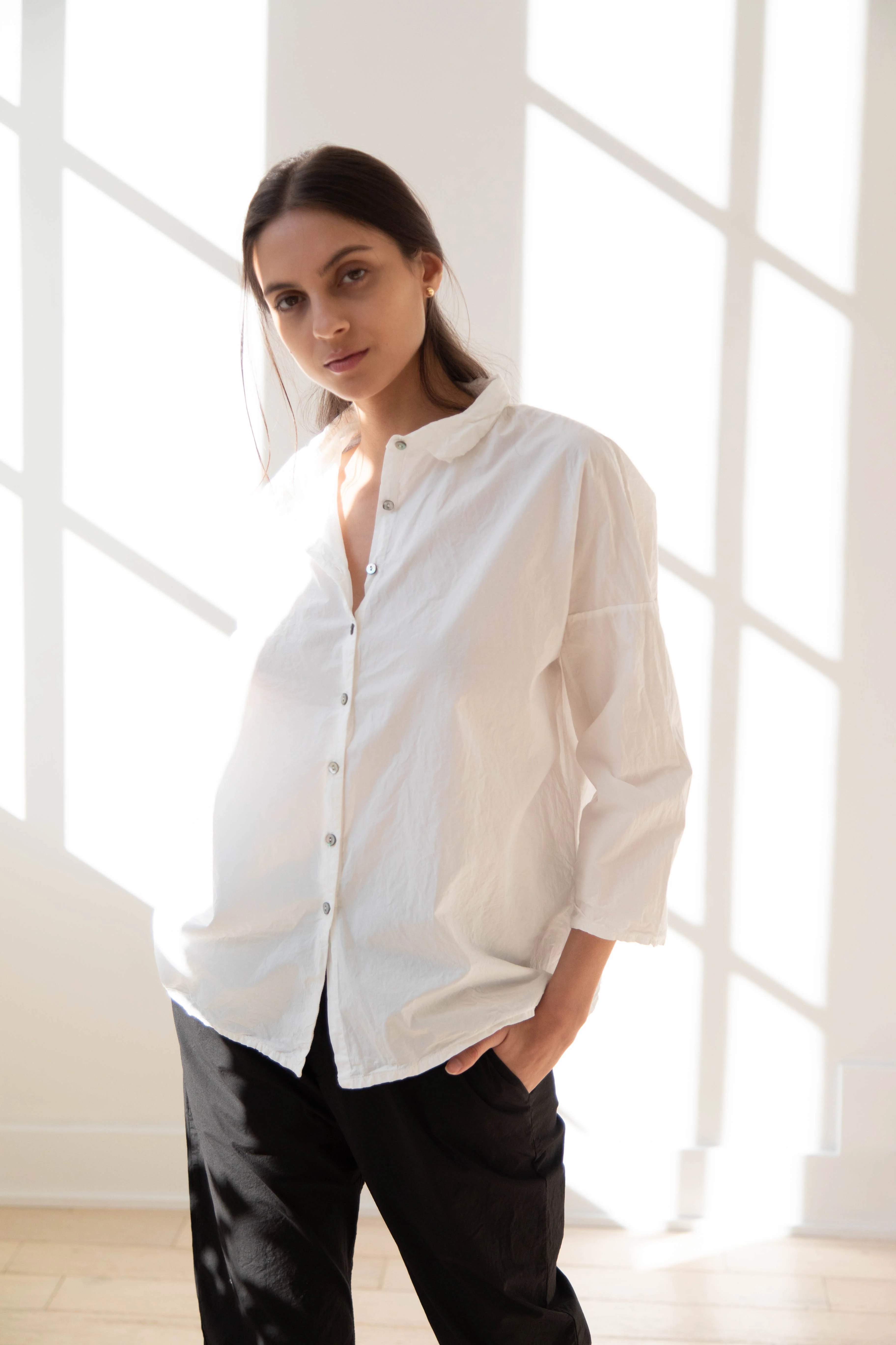 Album di Famiglia | TC Cotton Short Collar Shirt in Milk - Image 8