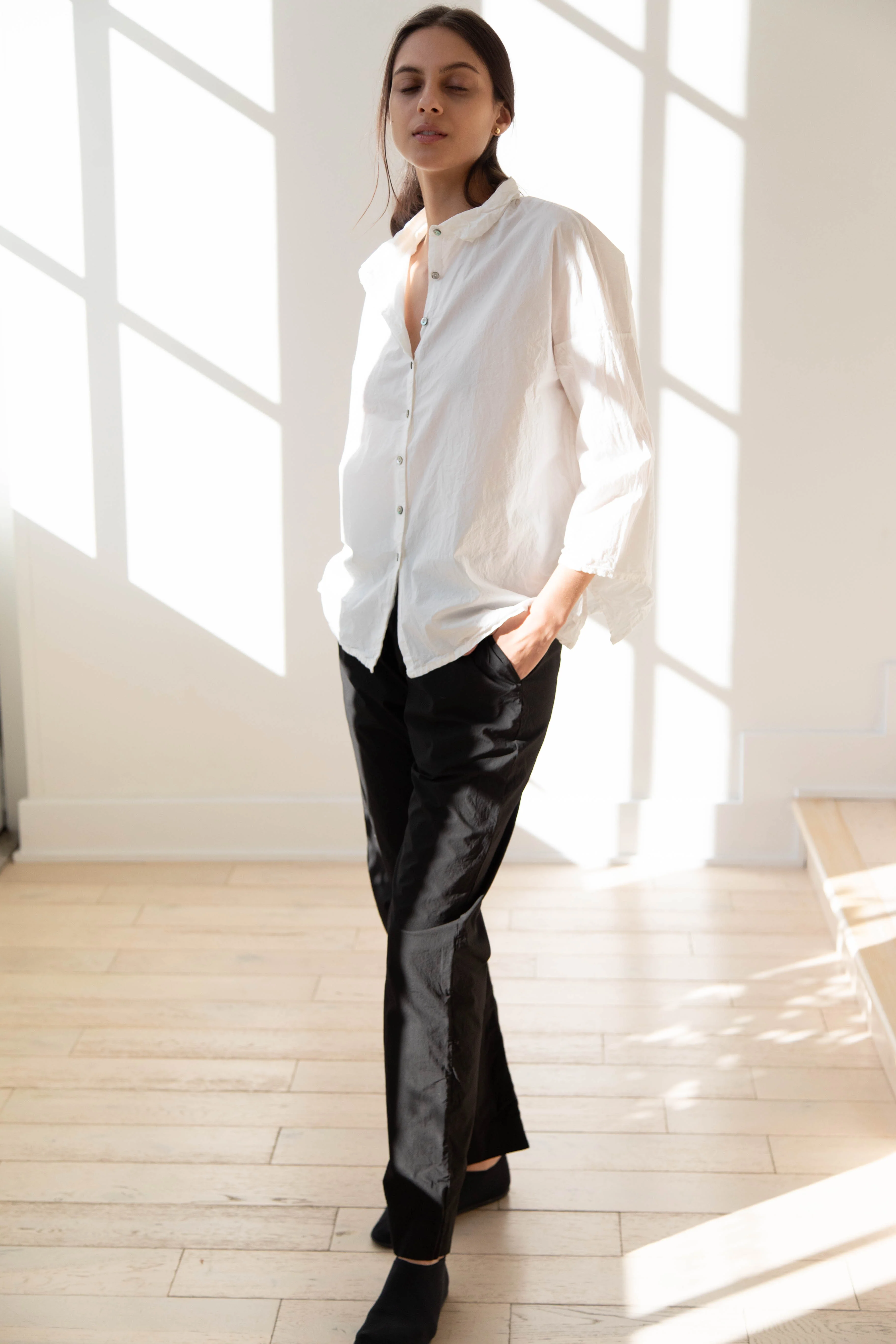 Album di Famiglia | TC Cotton Short Collar Shirt in Milk - Image 9