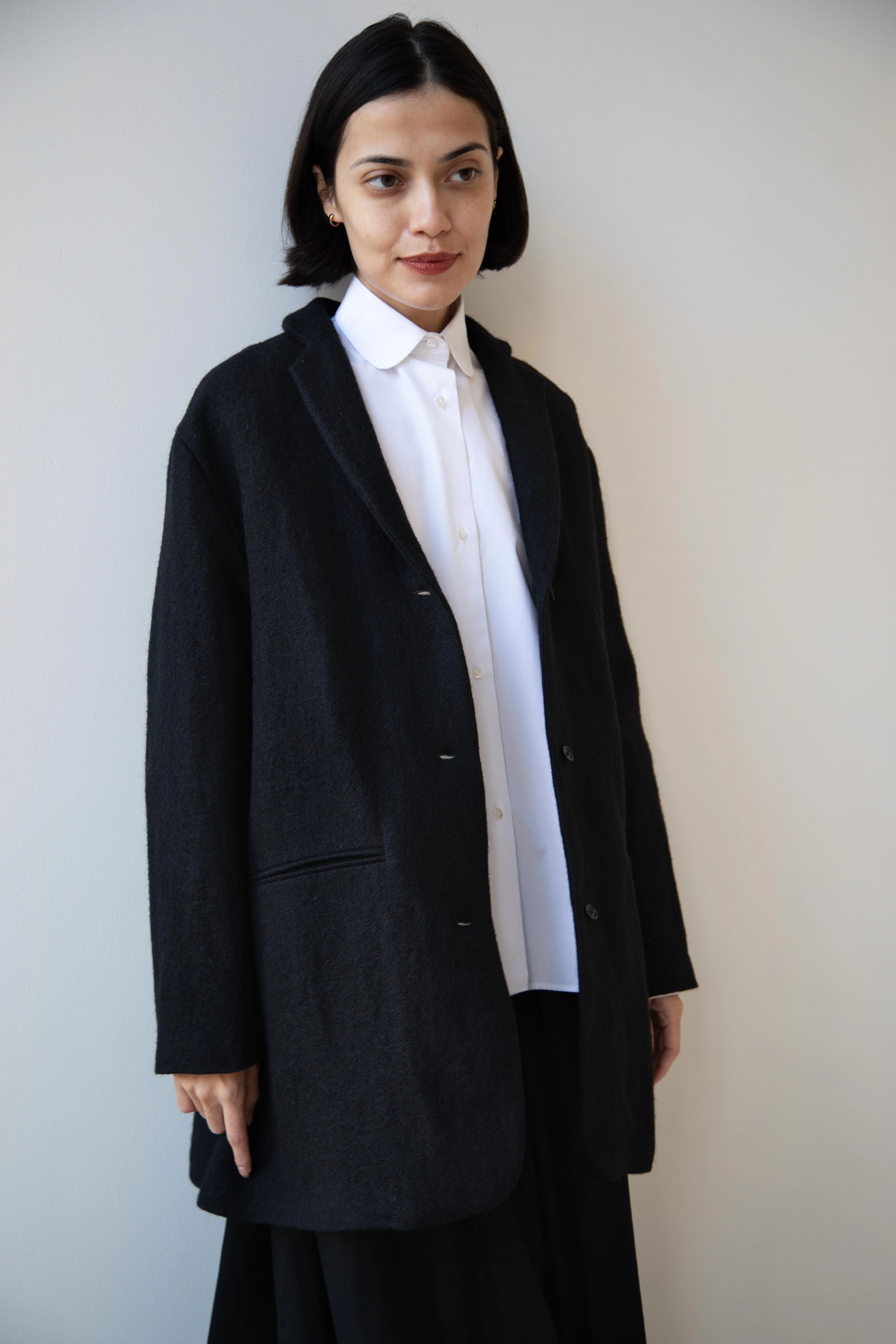 Apuntob | Heavy Hemp and Wool Jacket in Black - Image 3