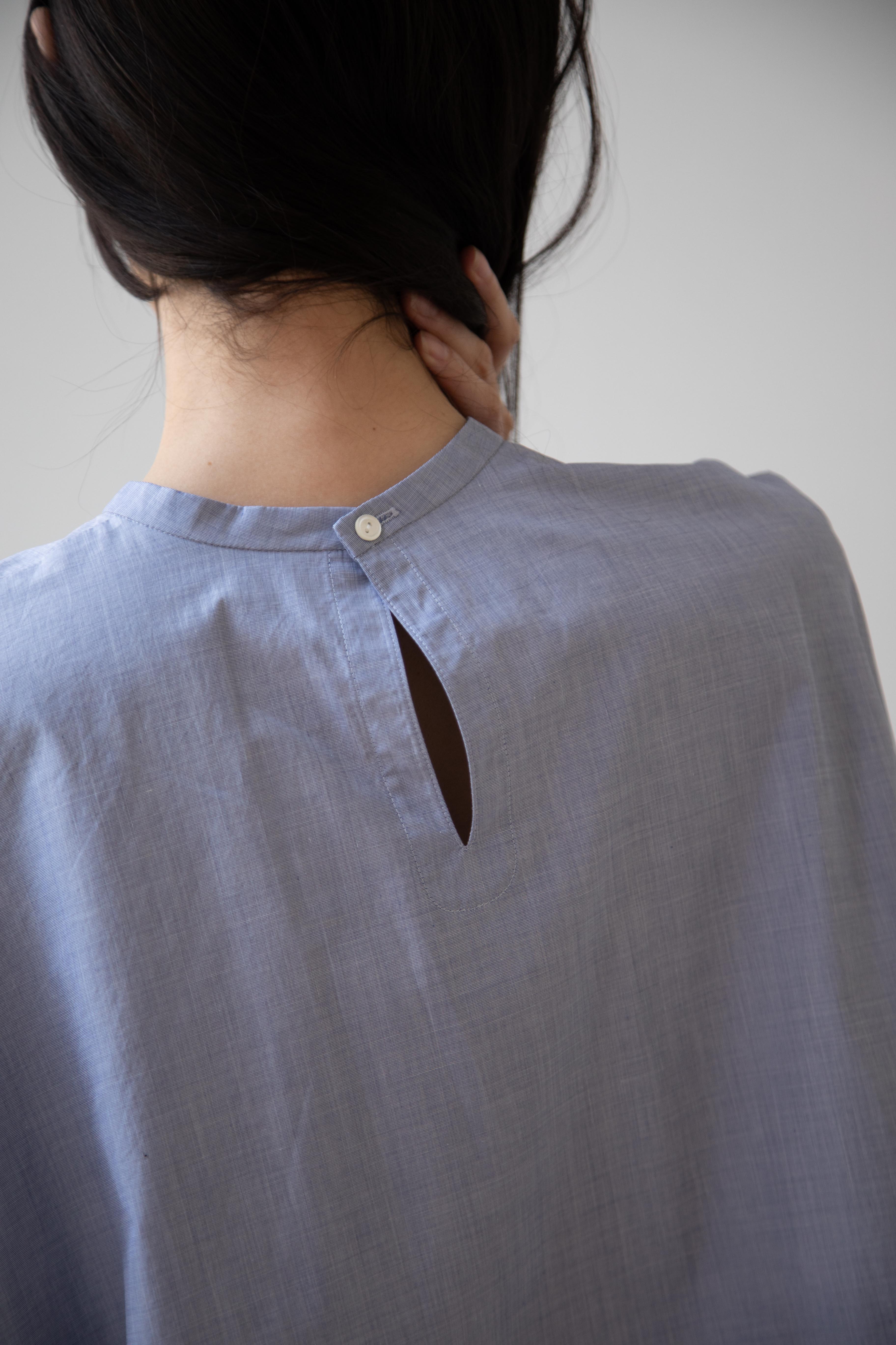 Arts & Science | Back Button Tent Line Top in Blue Cotton - Image 18