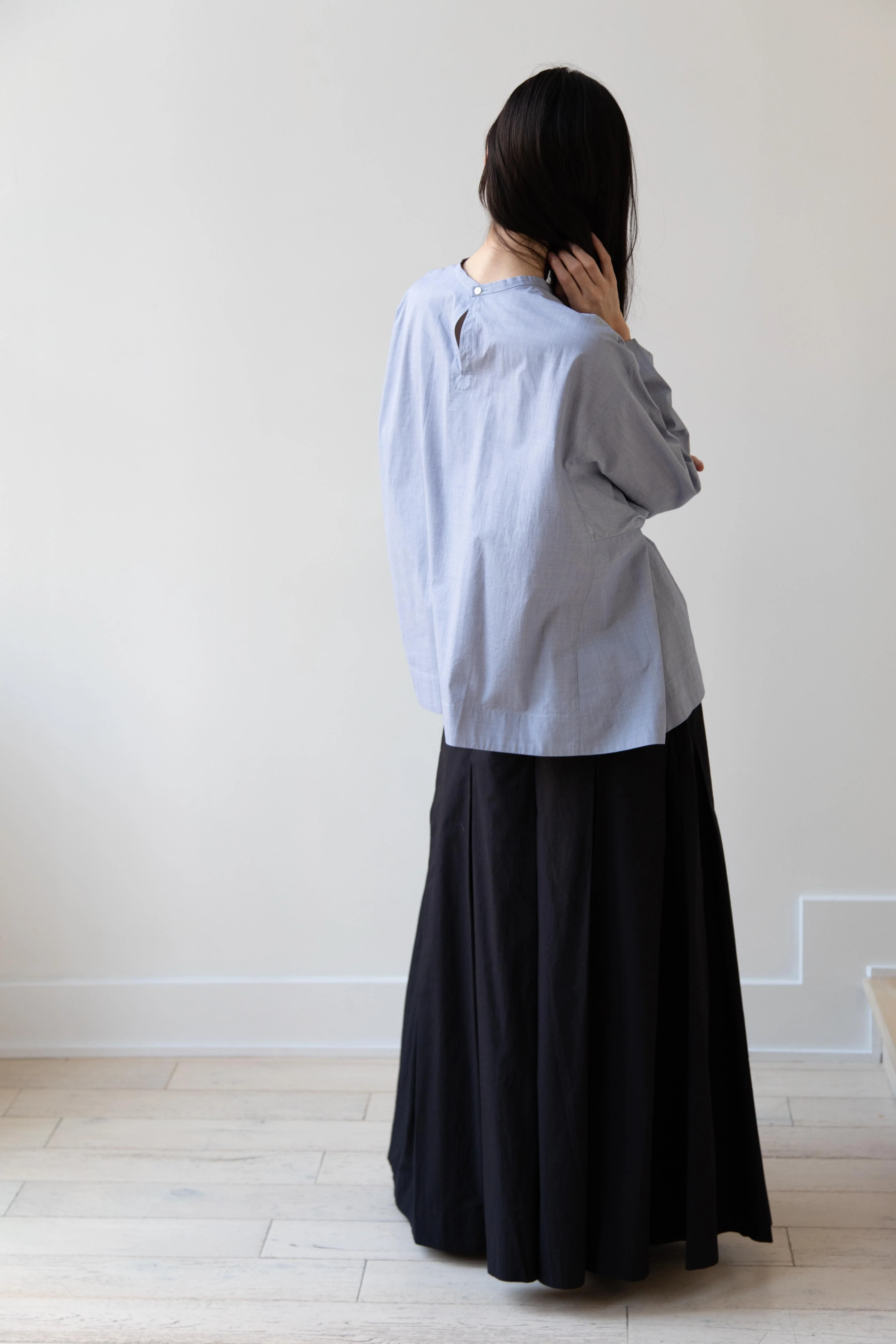 Arts & Science | Back Button Tent Line Top in Blue Cotton - Image 20