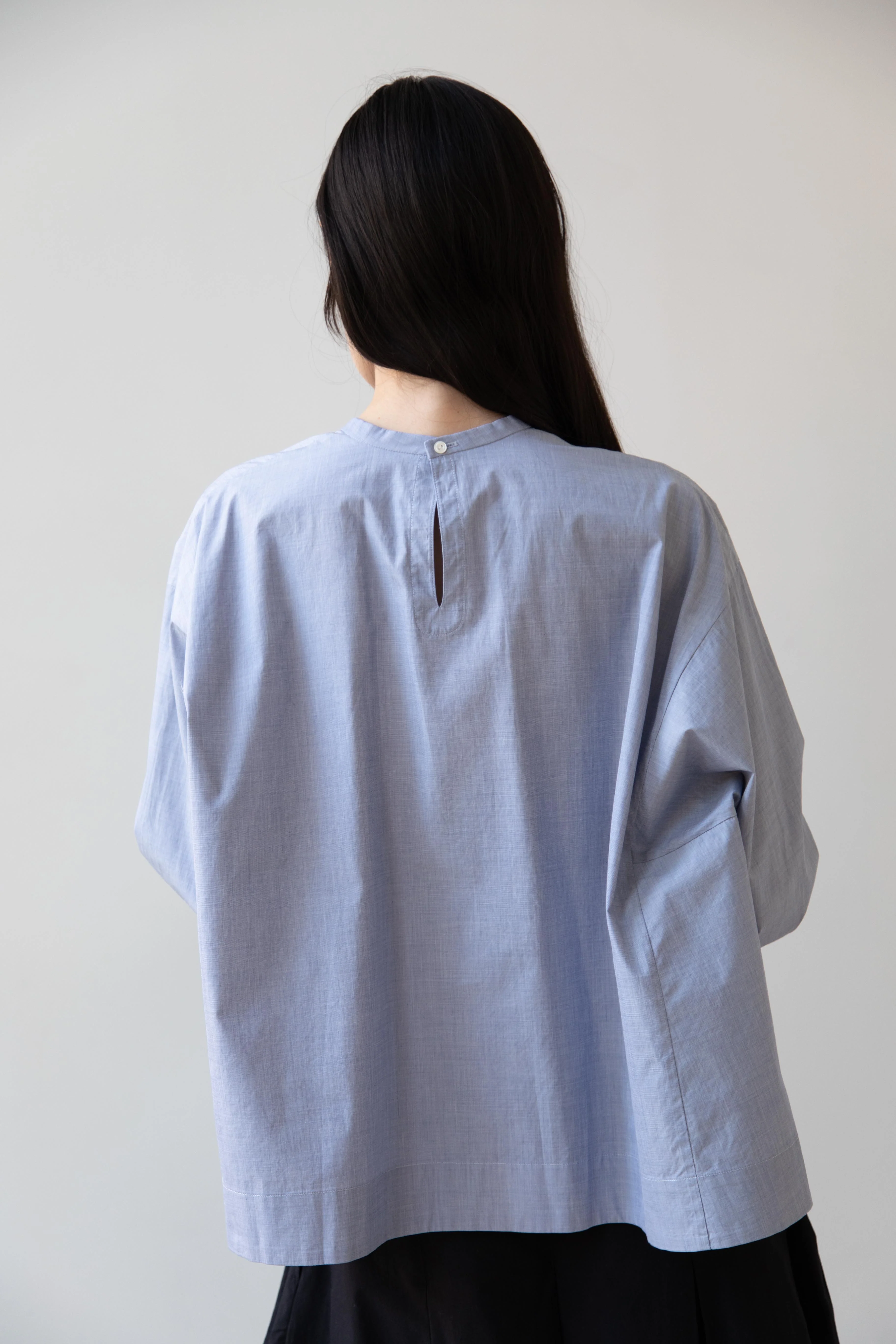 Arts & Science | Back Button Tent Line Top in Blue Cotton - Image 4