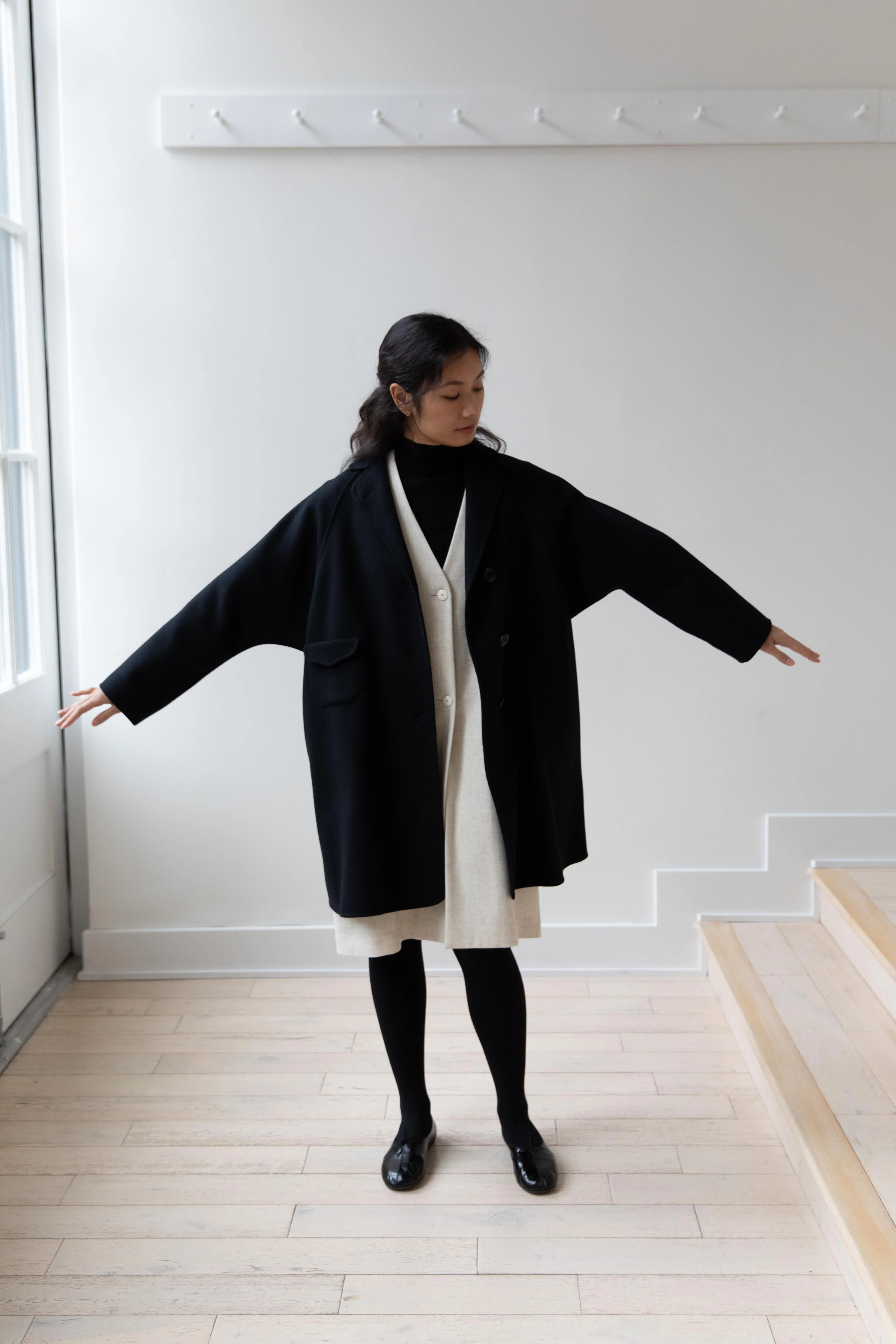 Arts & Science | Single Patch Pocket Raglan Coat in Black - Image 10