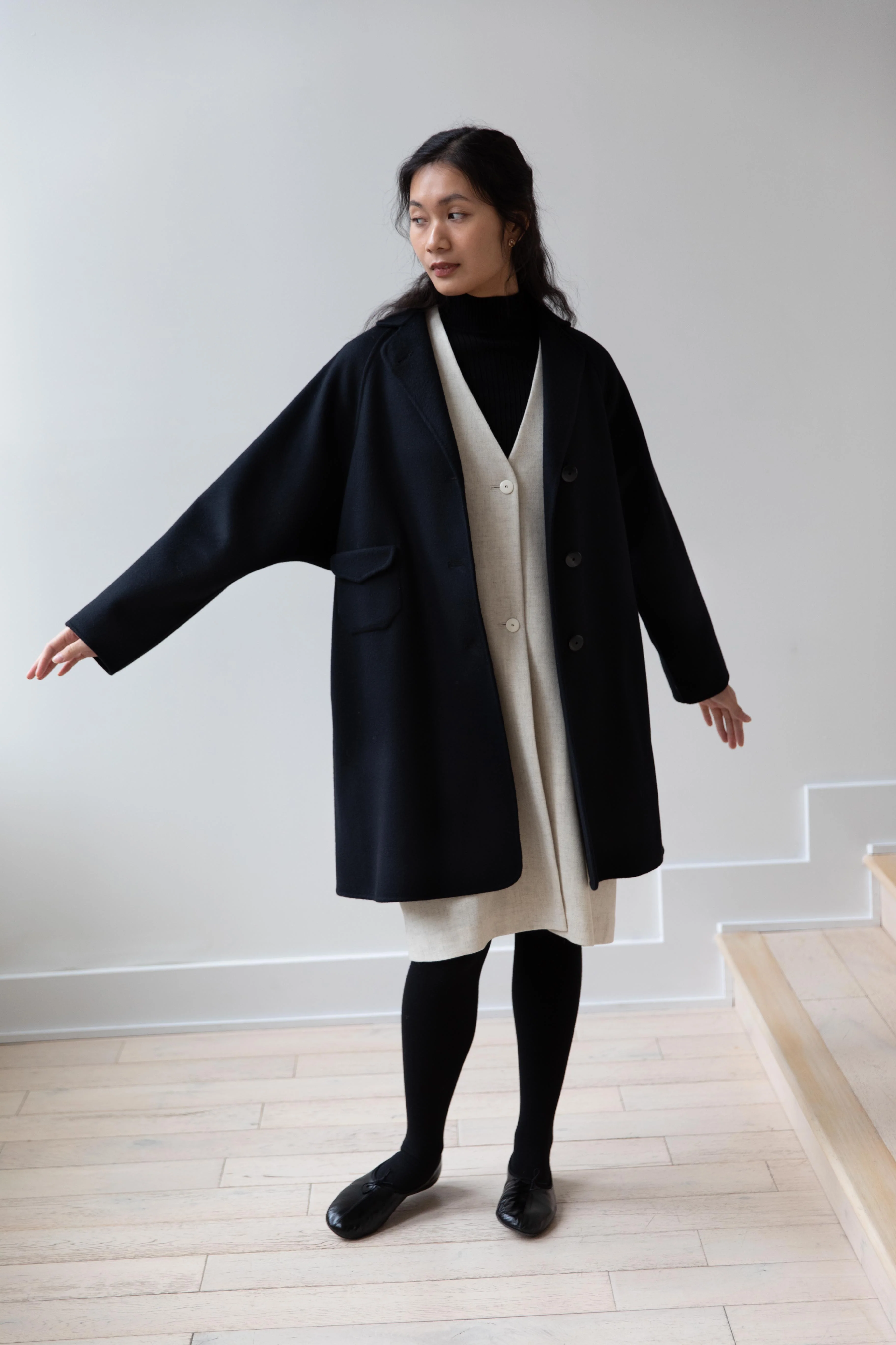 Arts & Science | Single Patch Pocket Raglan Coat in Black - Image 11