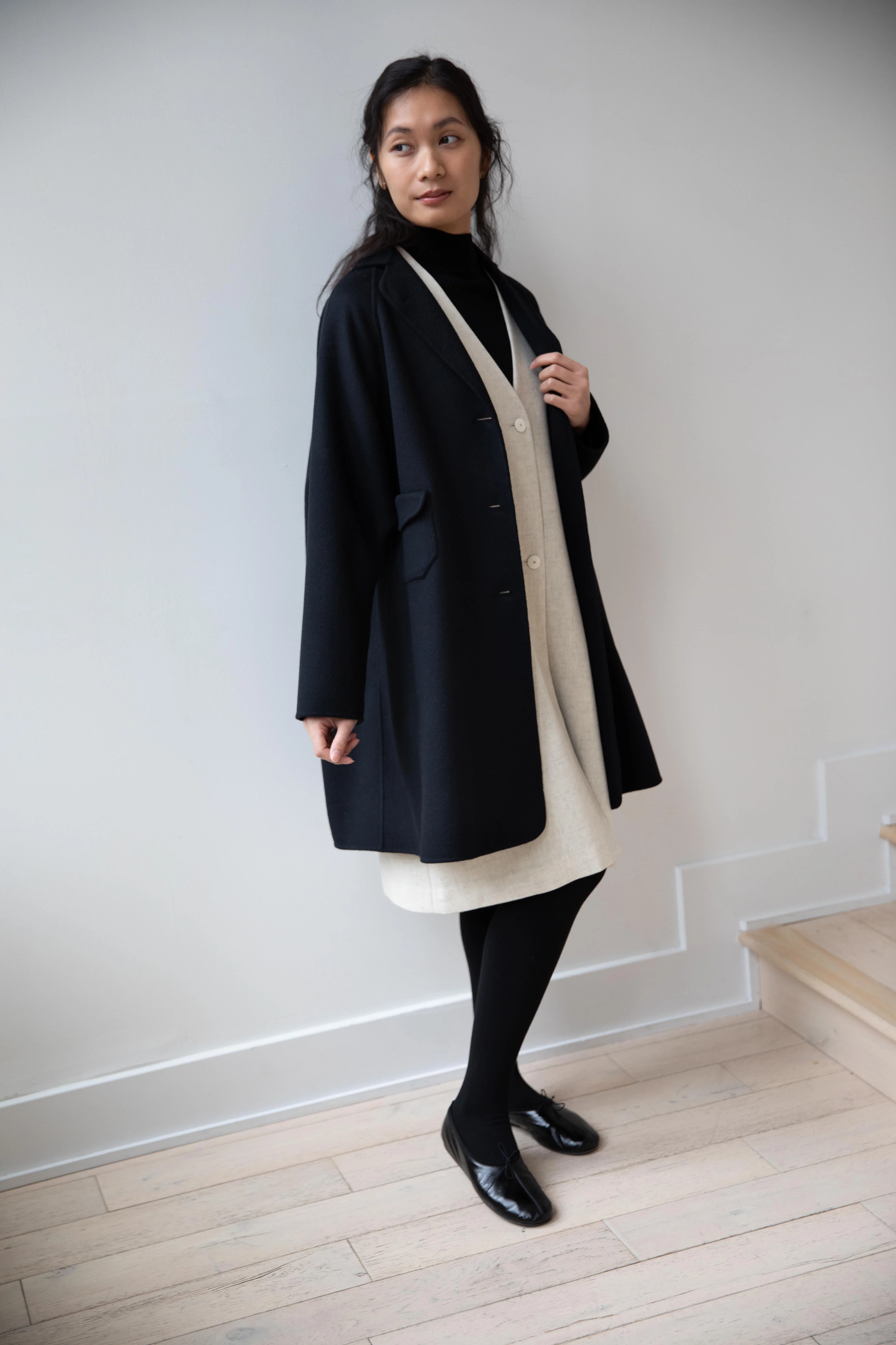 Arts & Science | Single Patch Pocket Raglan Coat in Black - Image 14