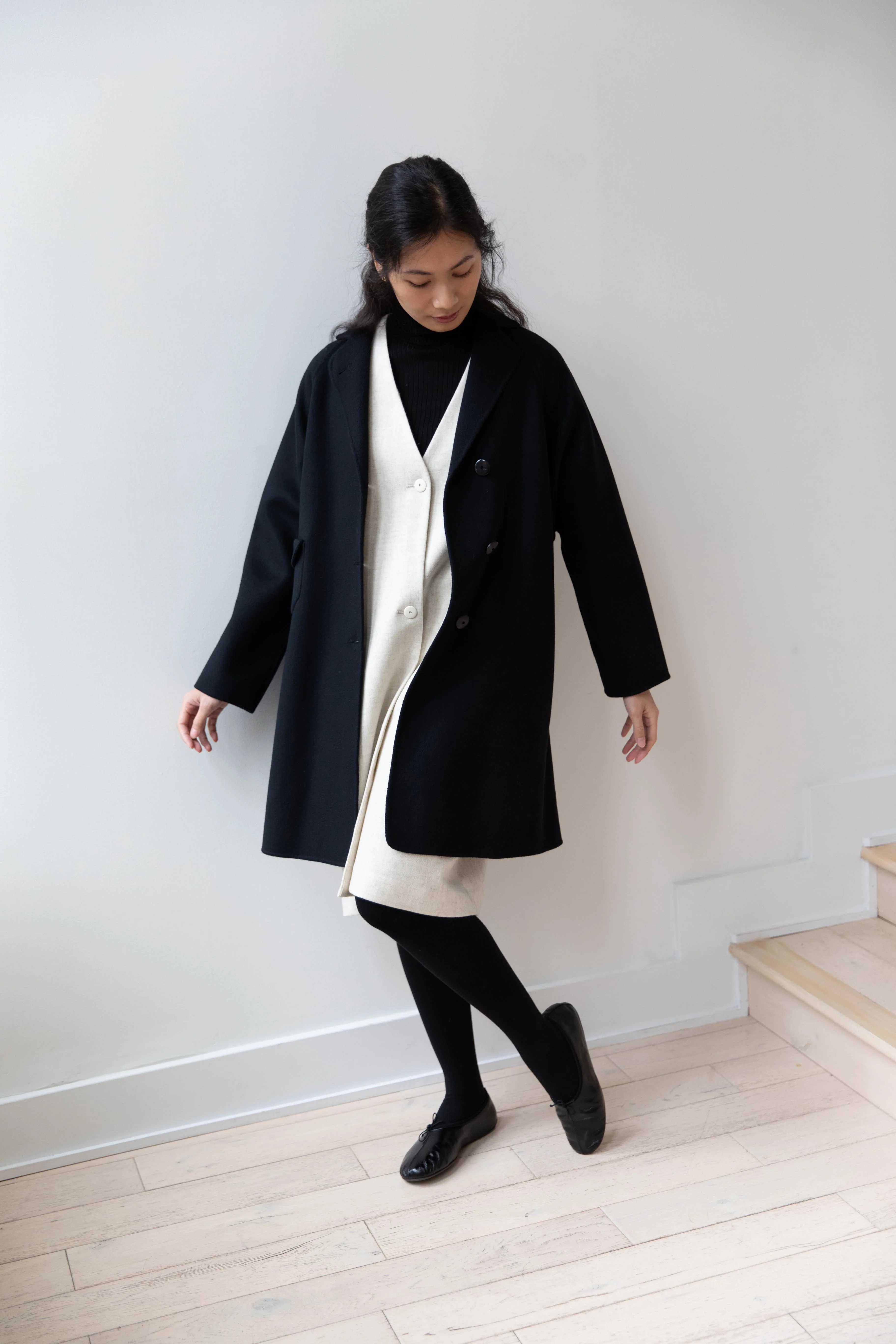 Arts & Science | Single Patch Pocket Raglan Coat in Black - Image 16