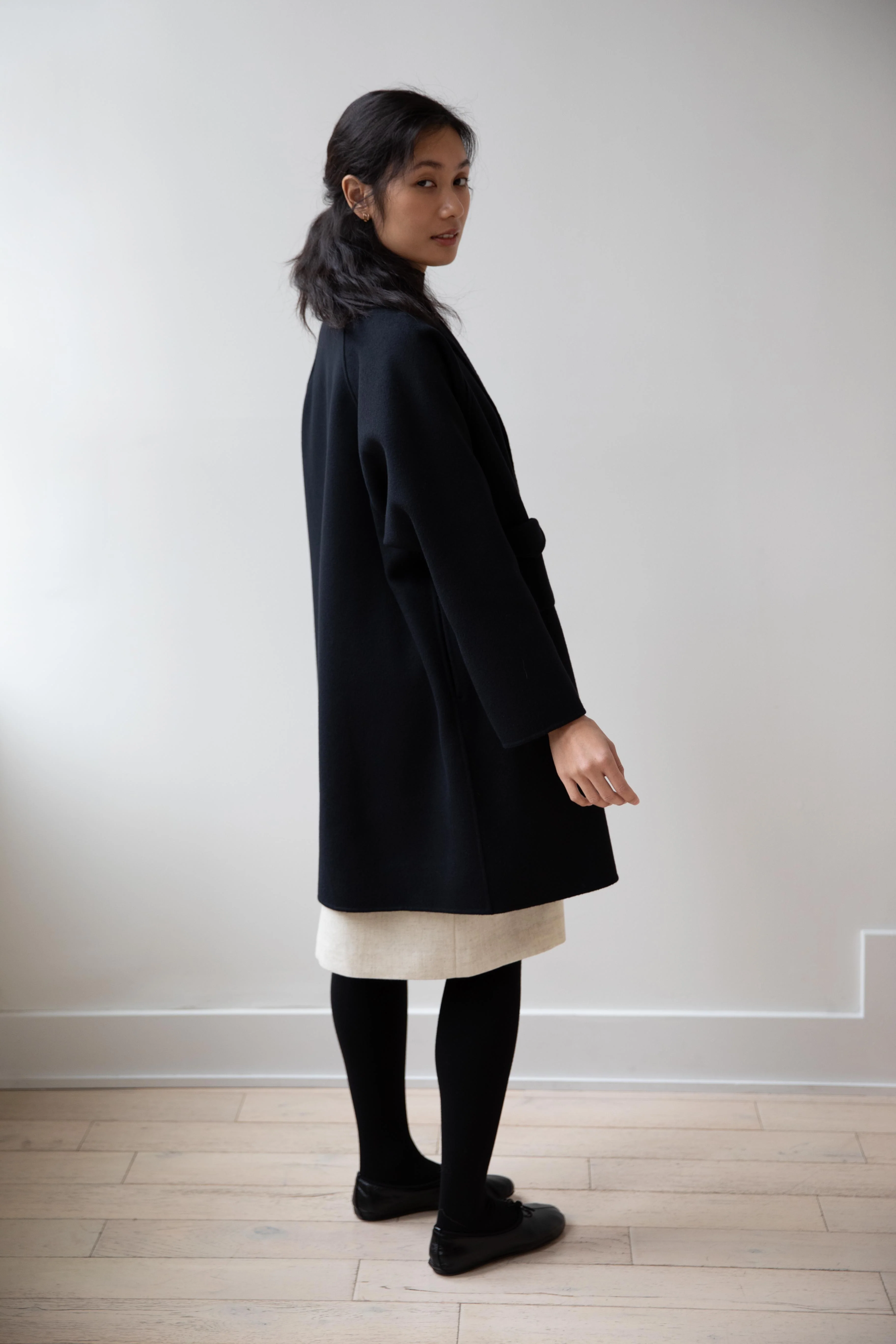 Arts & Science | Single Patch Pocket Raglan Coat in Black - Image 19