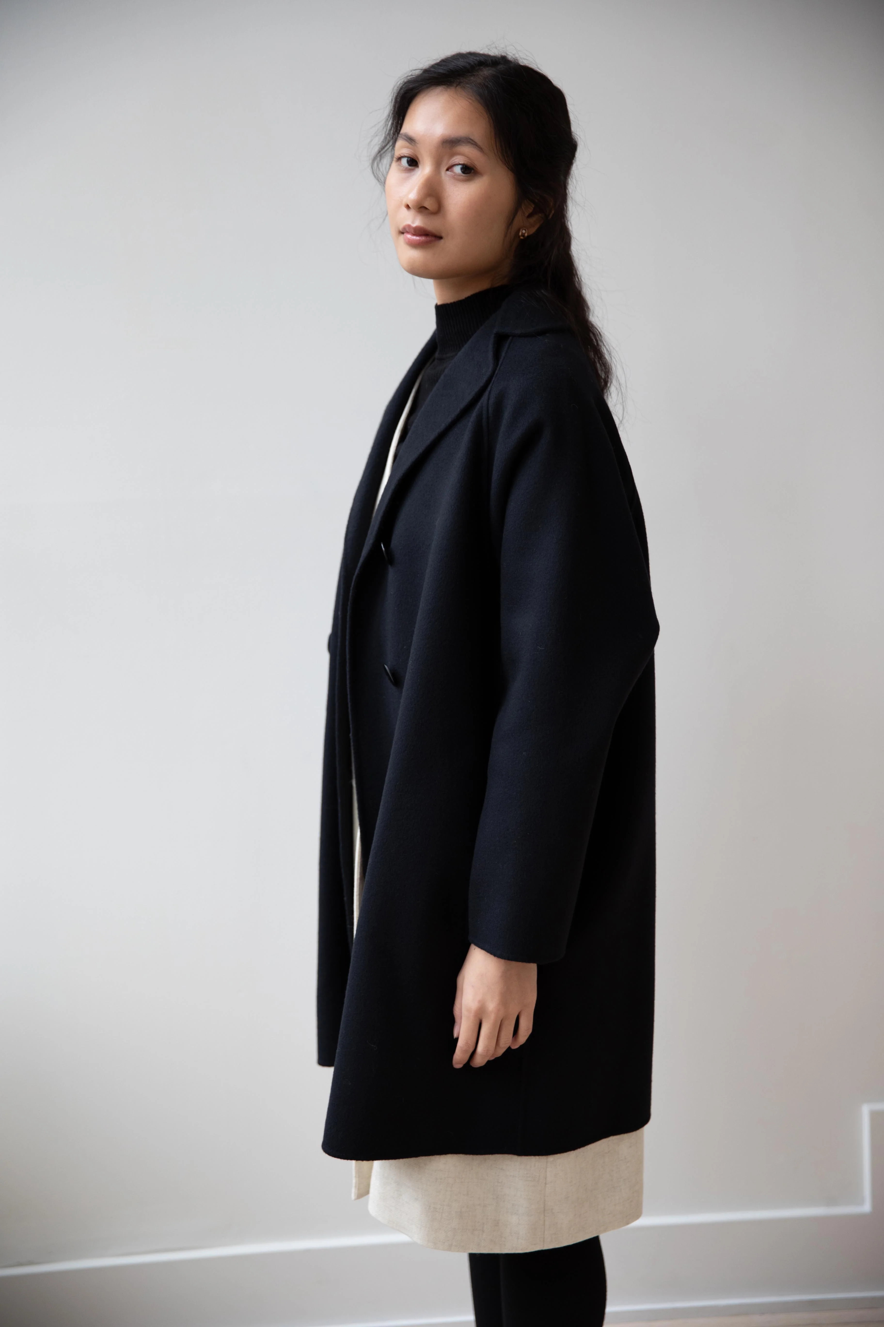 Arts & Science | Single Patch Pocket Raglan Coat in Black - Image 21