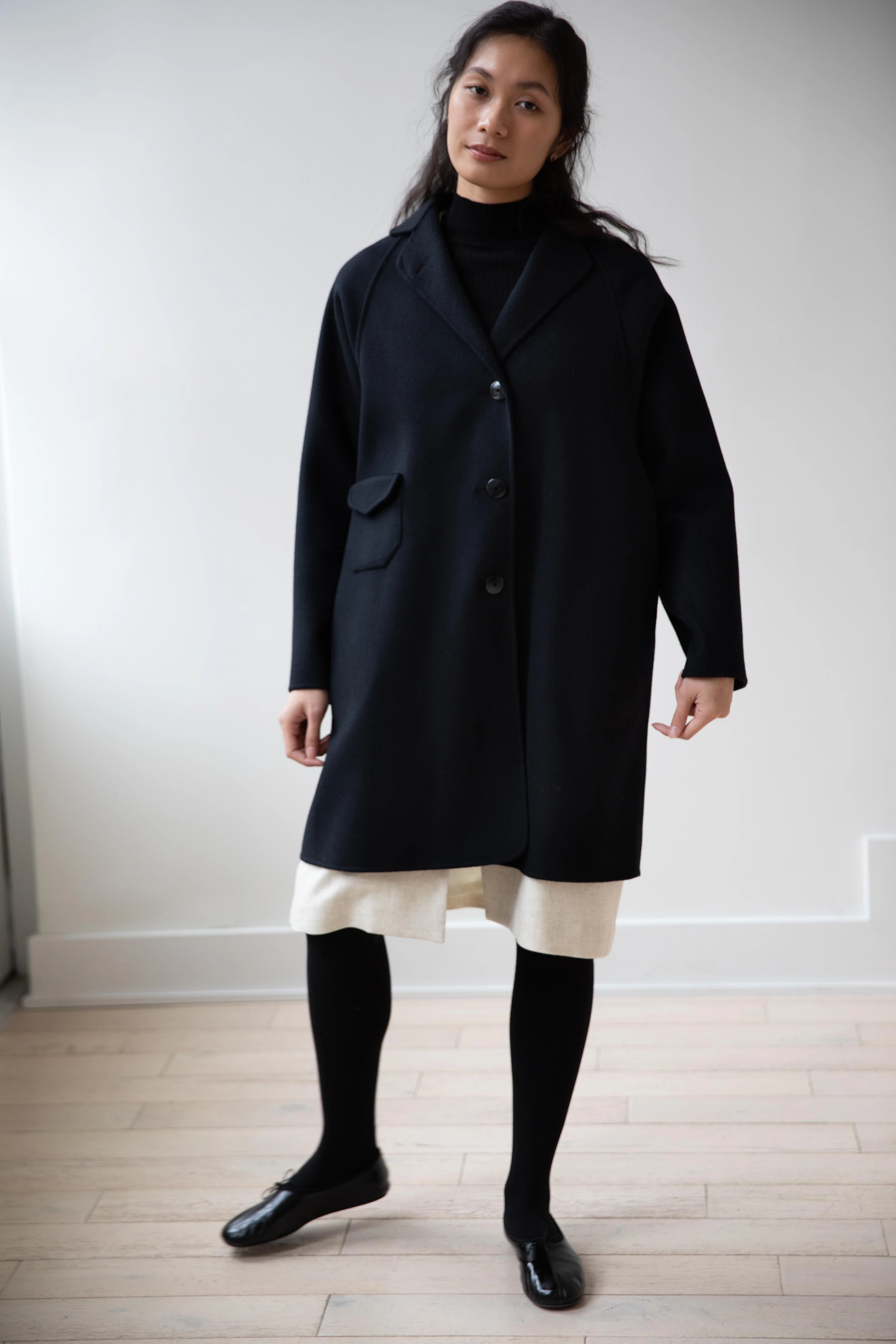 Arts & Science | Single Patch Pocket Raglan Coat in Black - Image 27