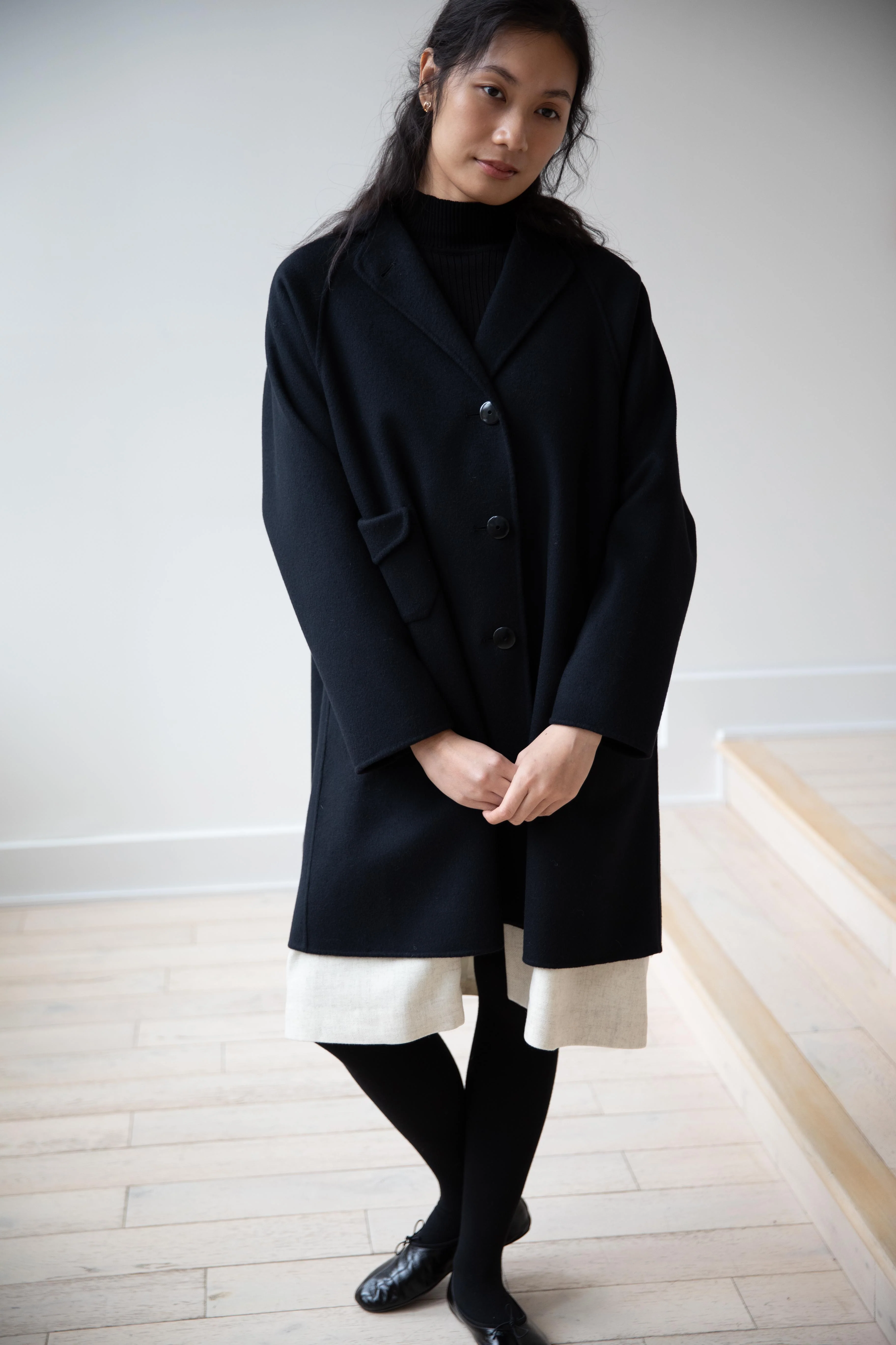 Arts & Science | Single Patch Pocket Raglan Coat in Black - Image 34