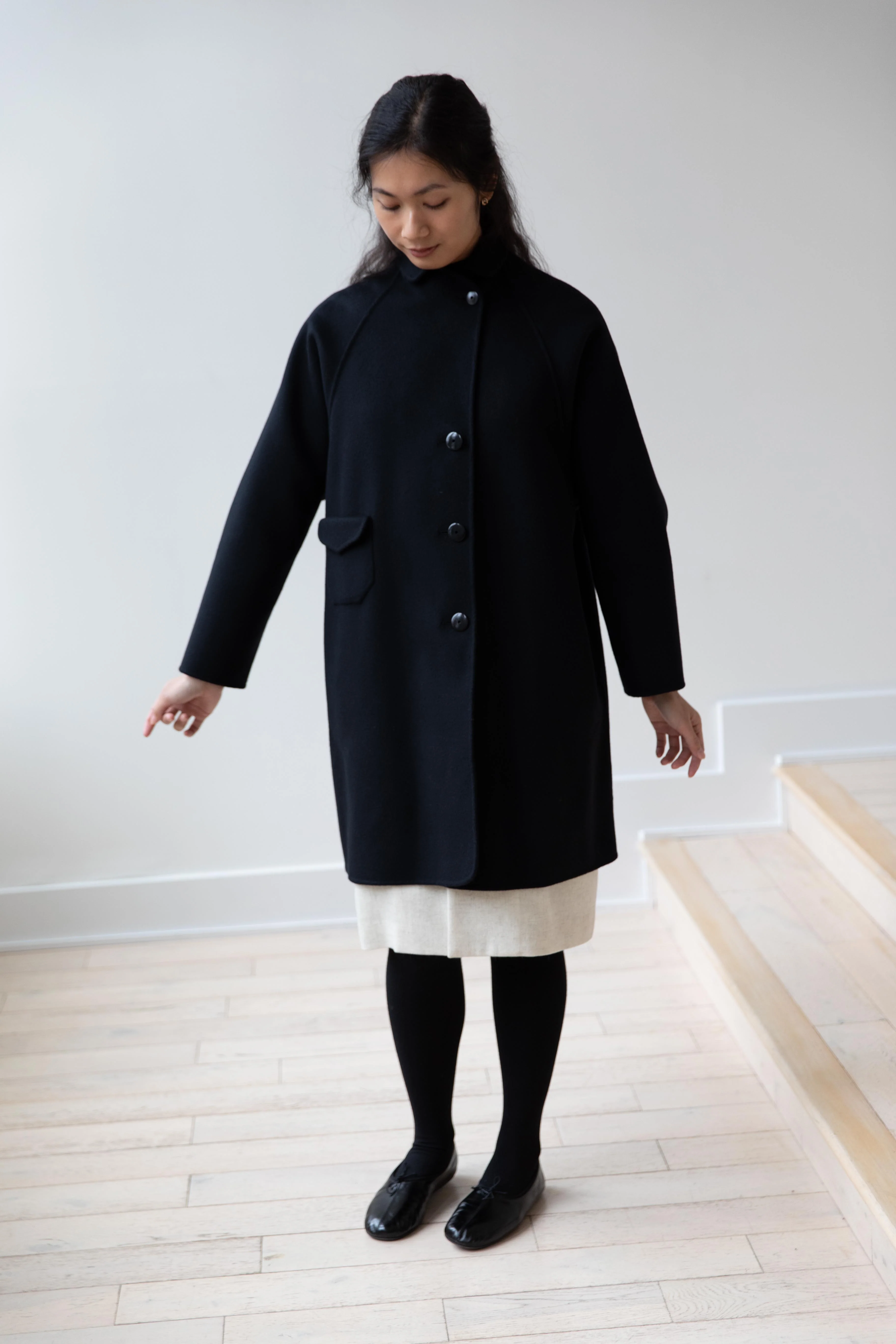 Arts & Science | Single Patch Pocket Raglan Coat in Black - Image 36