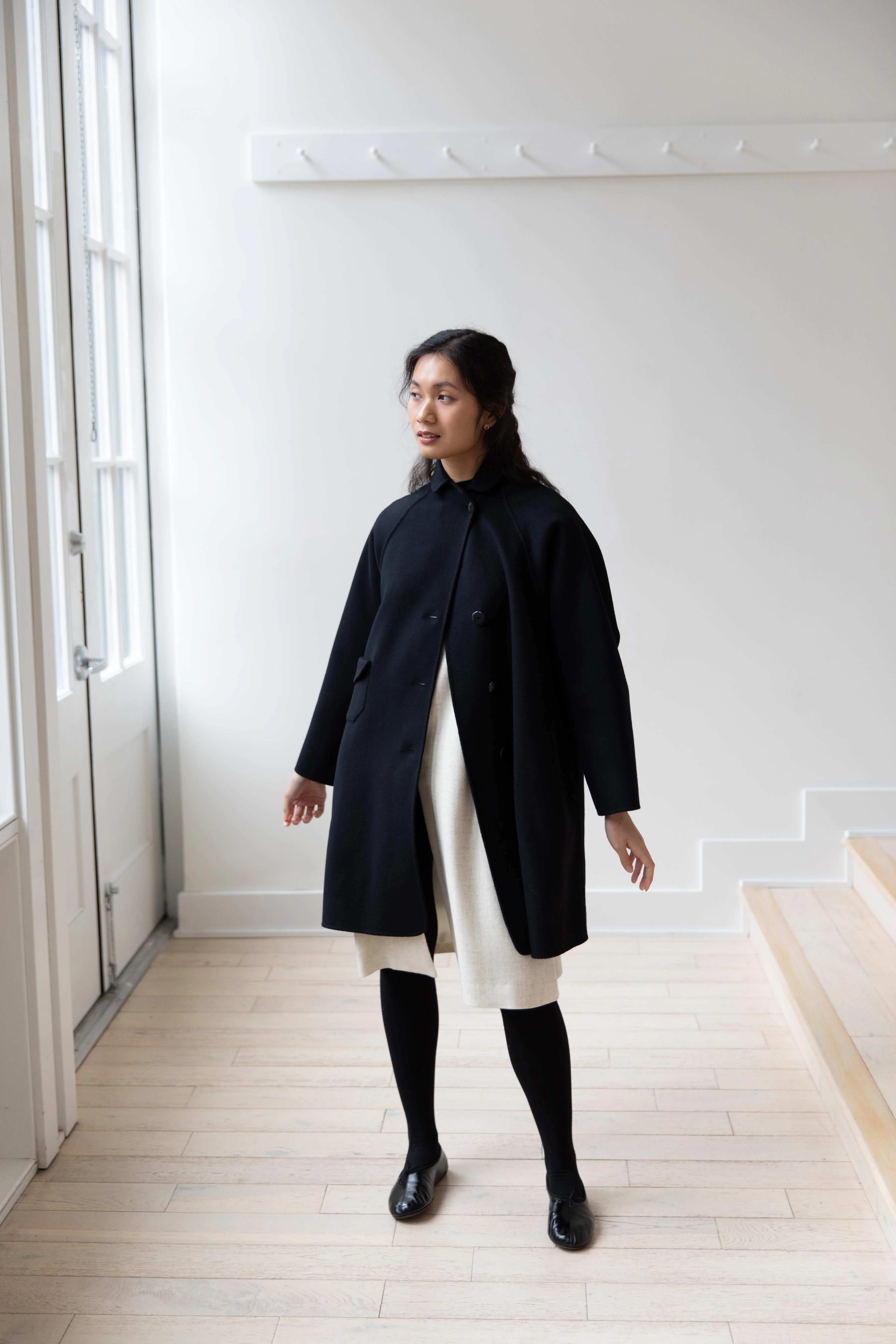Arts & Science | Single Patch Pocket Raglan Coat in Black - Image 40