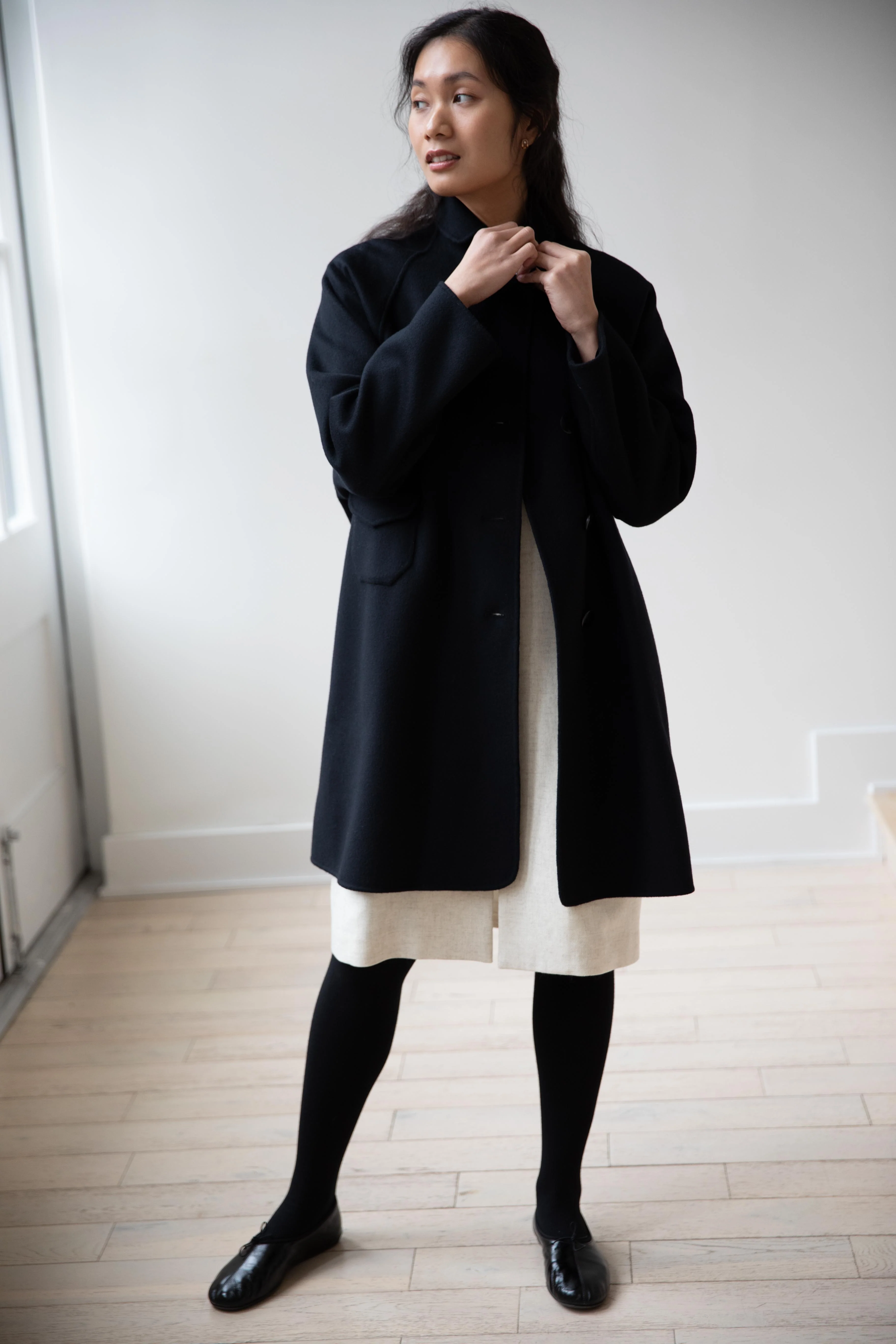 Arts & Science | Single Patch Pocket Raglan Coat in Black - Image 42