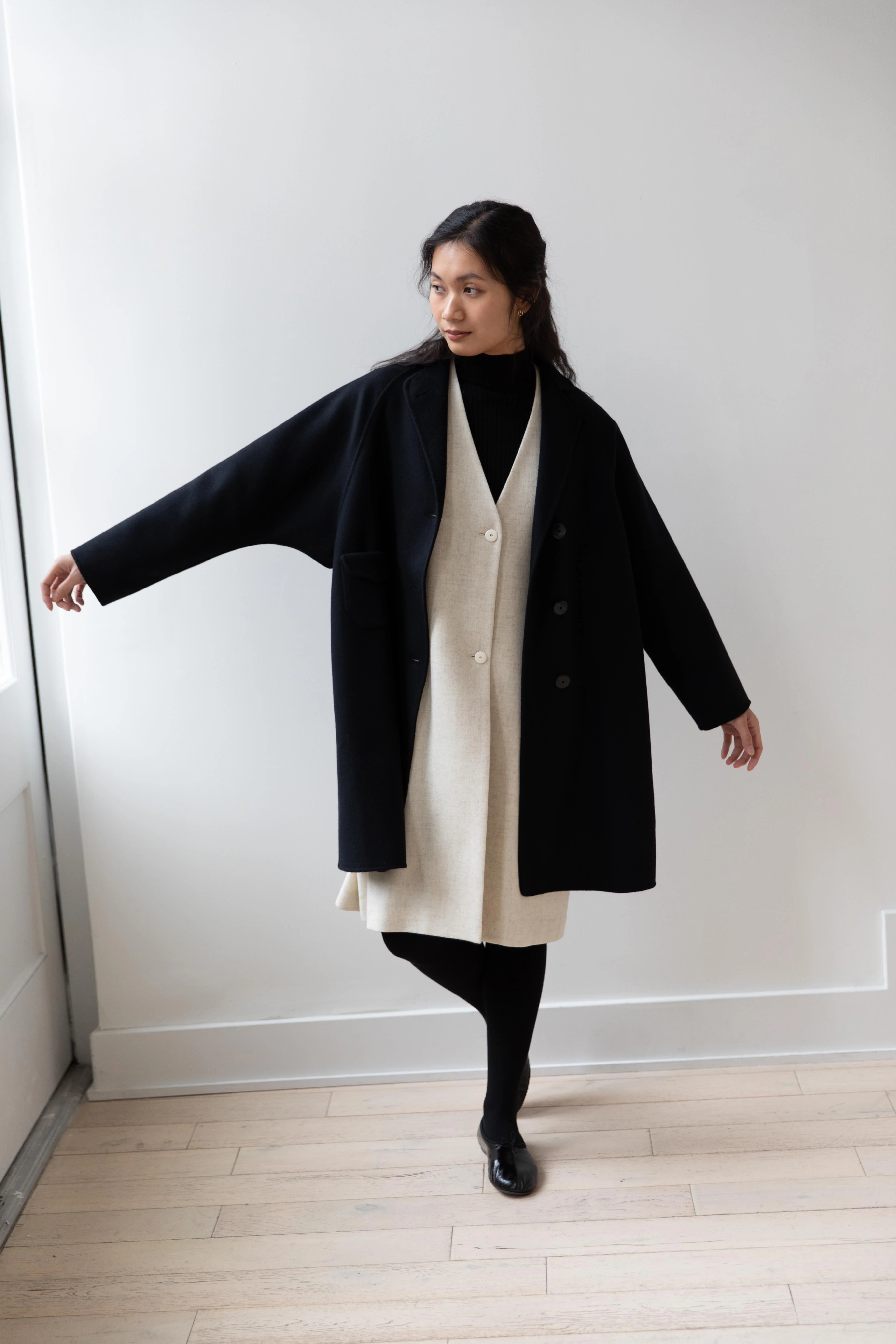 Arts & Science | Single Patch Pocket Raglan Coat in Black - Image 43