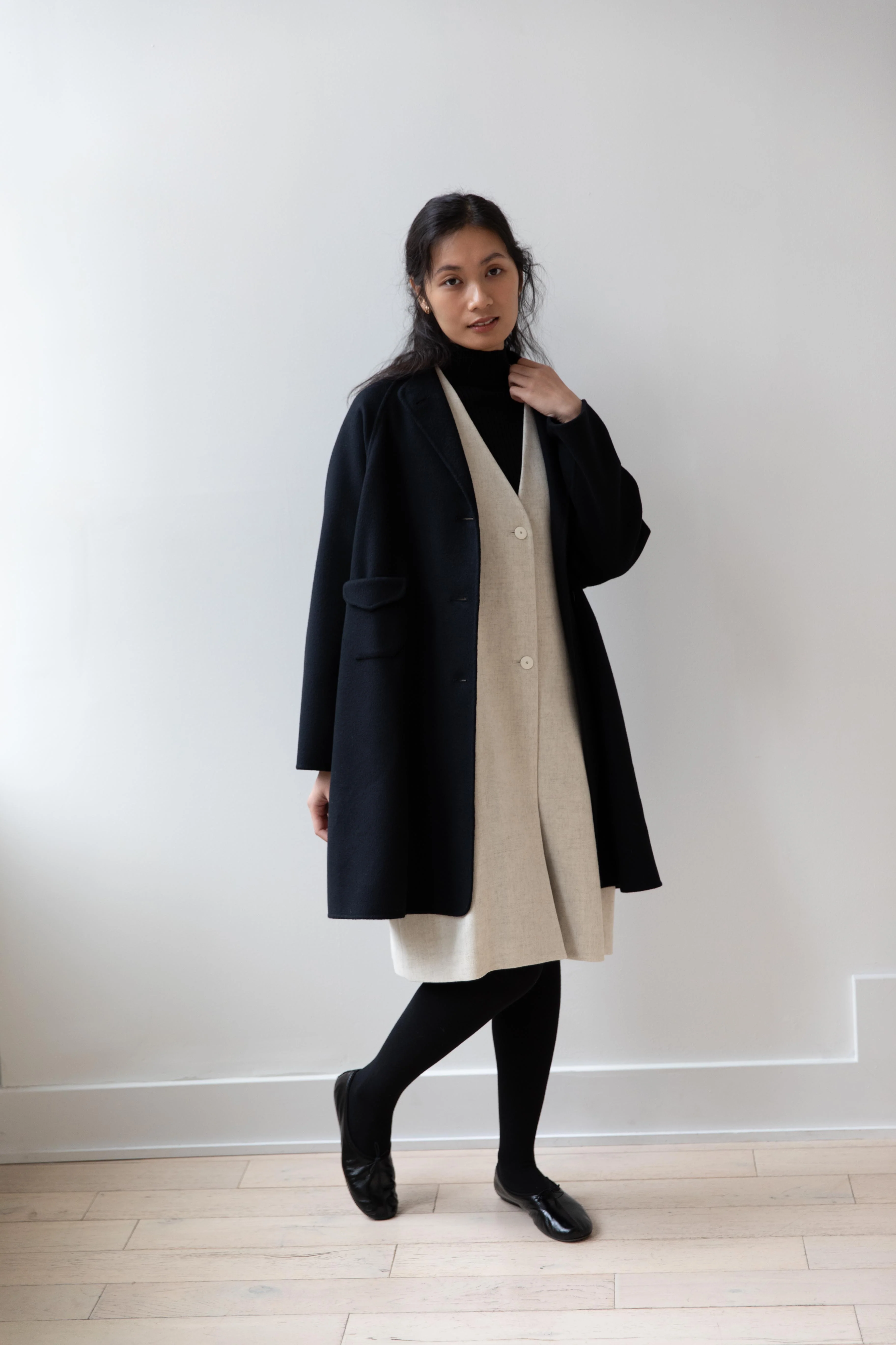Arts & Science | Single Patch Pocket Raglan Coat in Black - Image 44