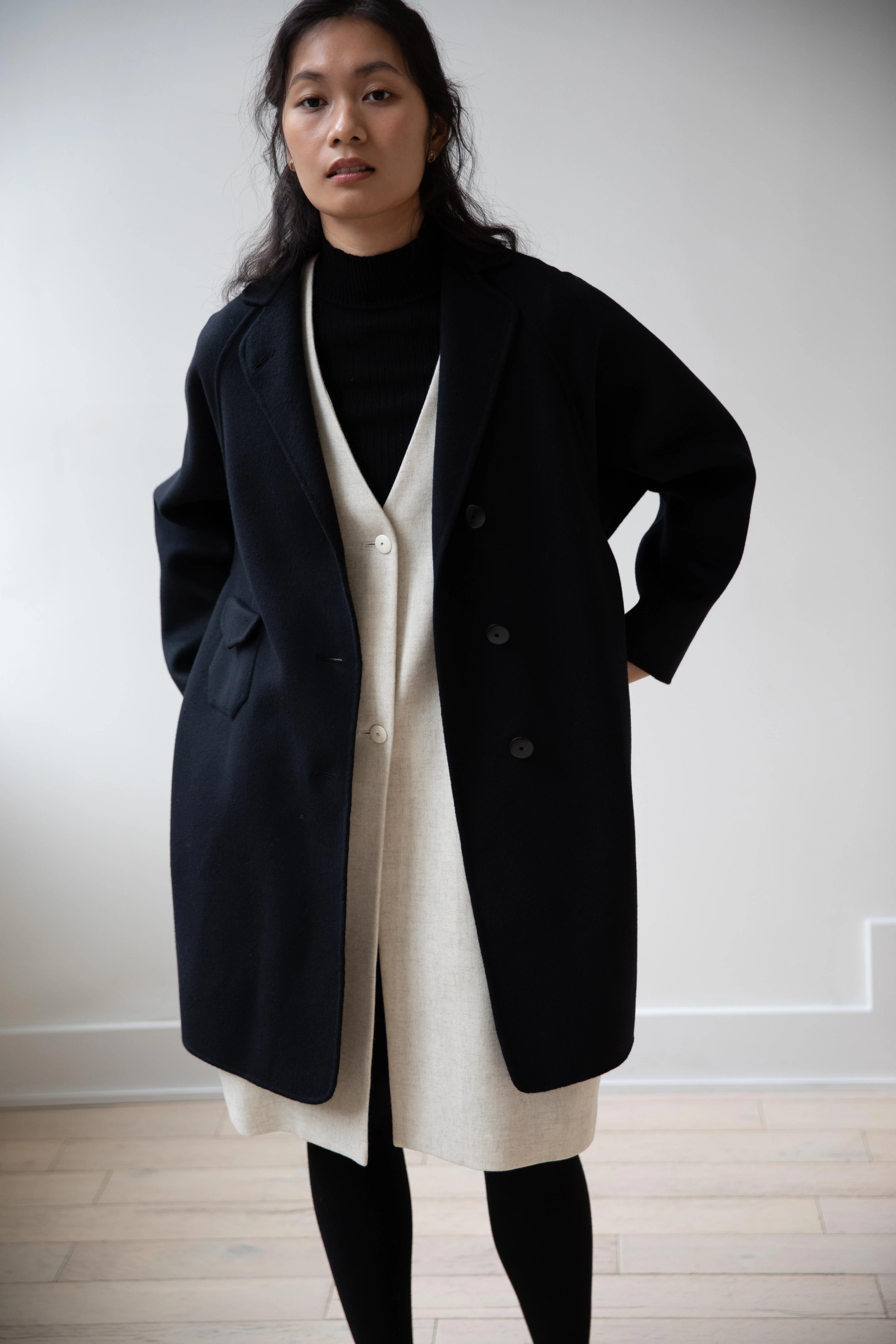 Arts & Science | Single Patch Pocket Raglan Coat in Black - Image 8