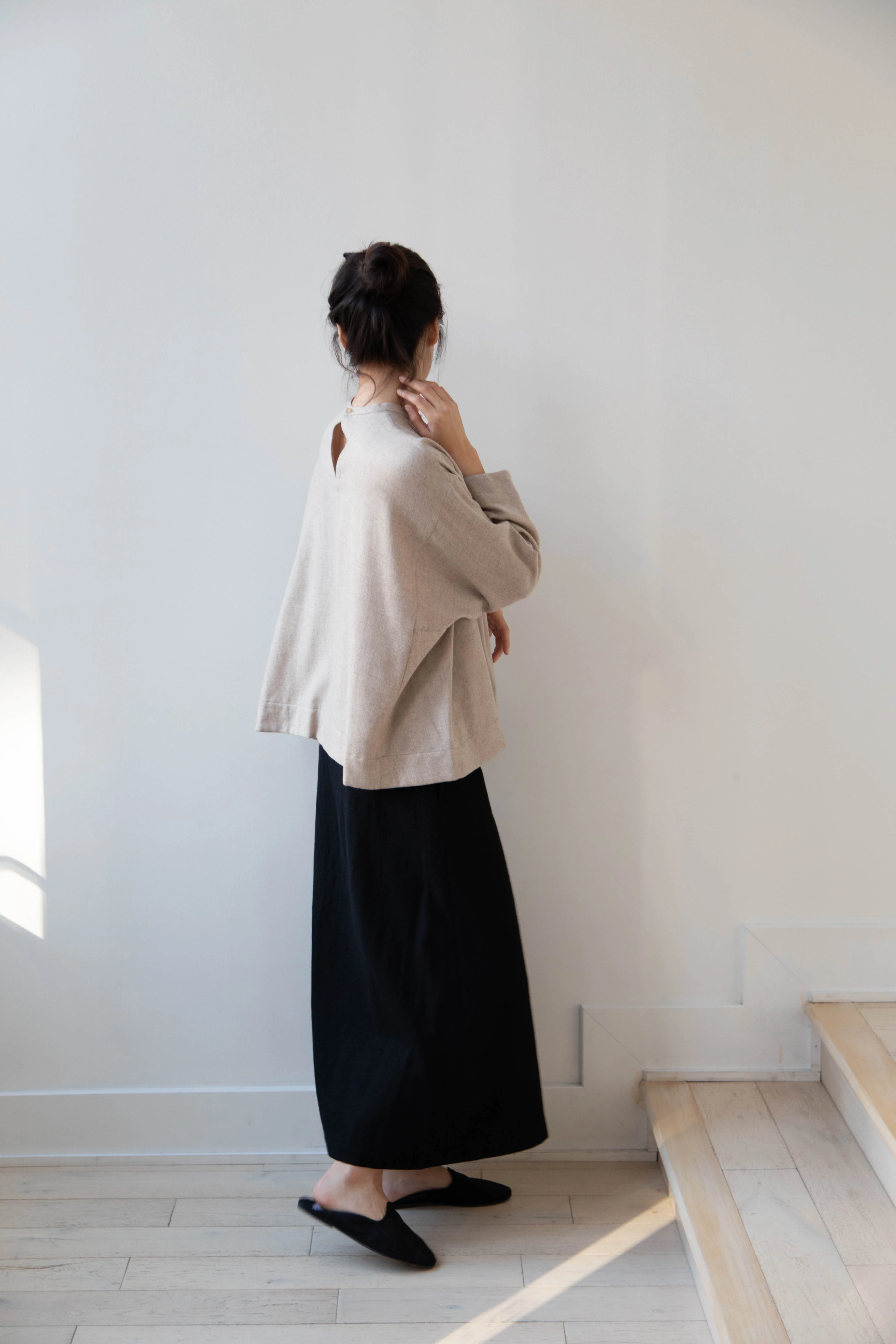 Arts & Science Tent Top in Taupe Cashmere Silk - Image 14