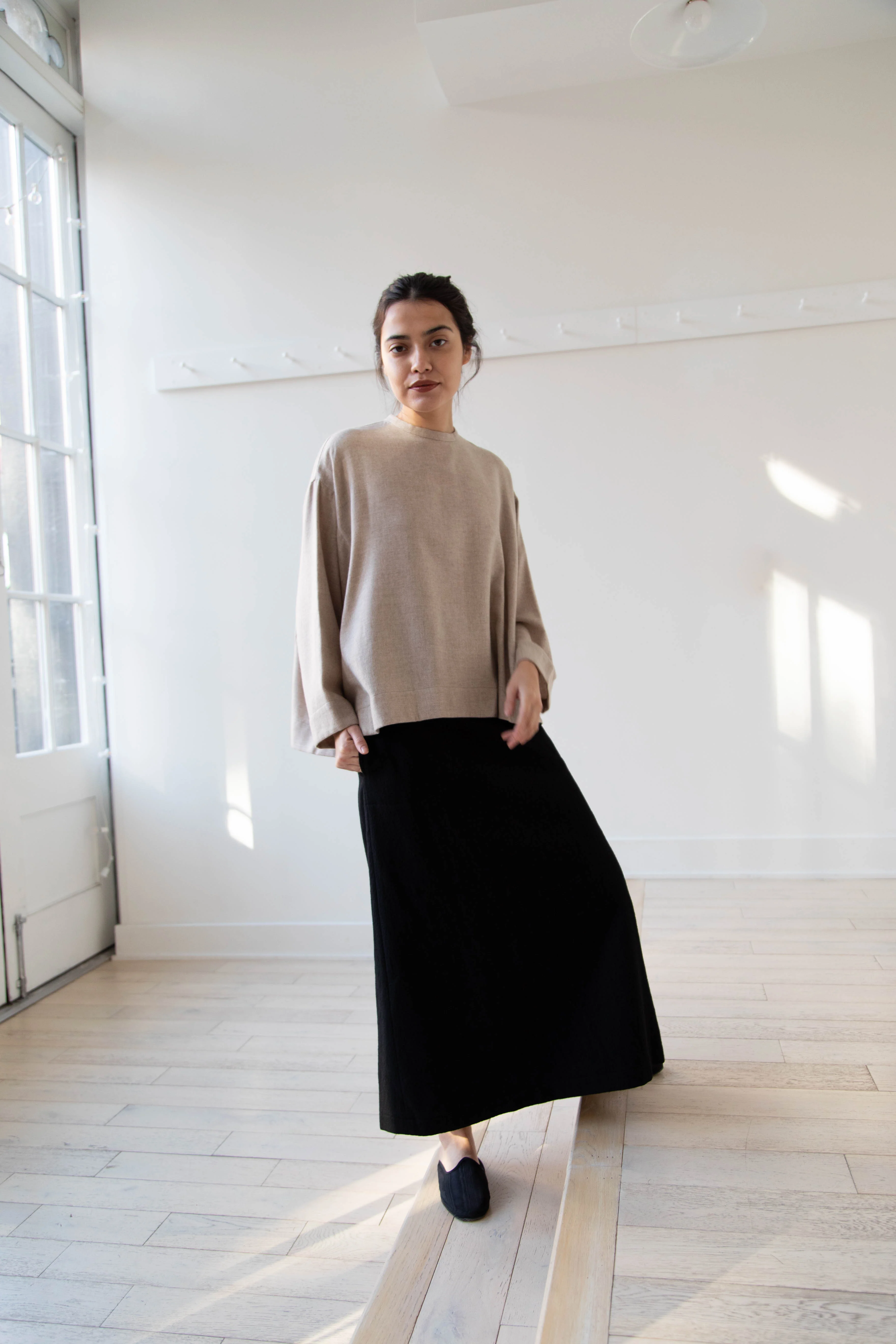 Arts & Science Tent Top in Taupe Cashmere Silk - Image 23