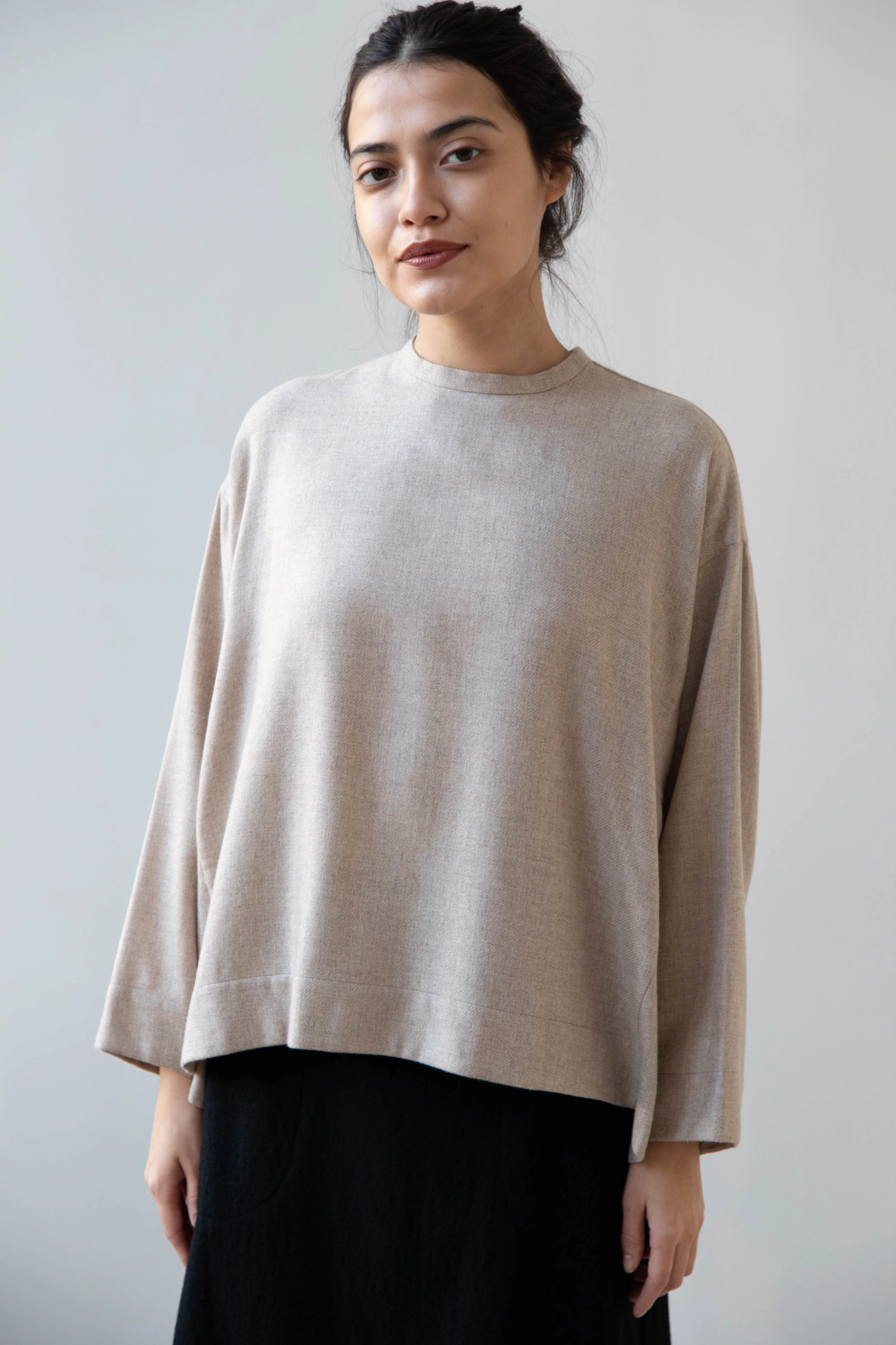 Arts & Science Tent Top in Taupe Cashmere Silk - Image 3