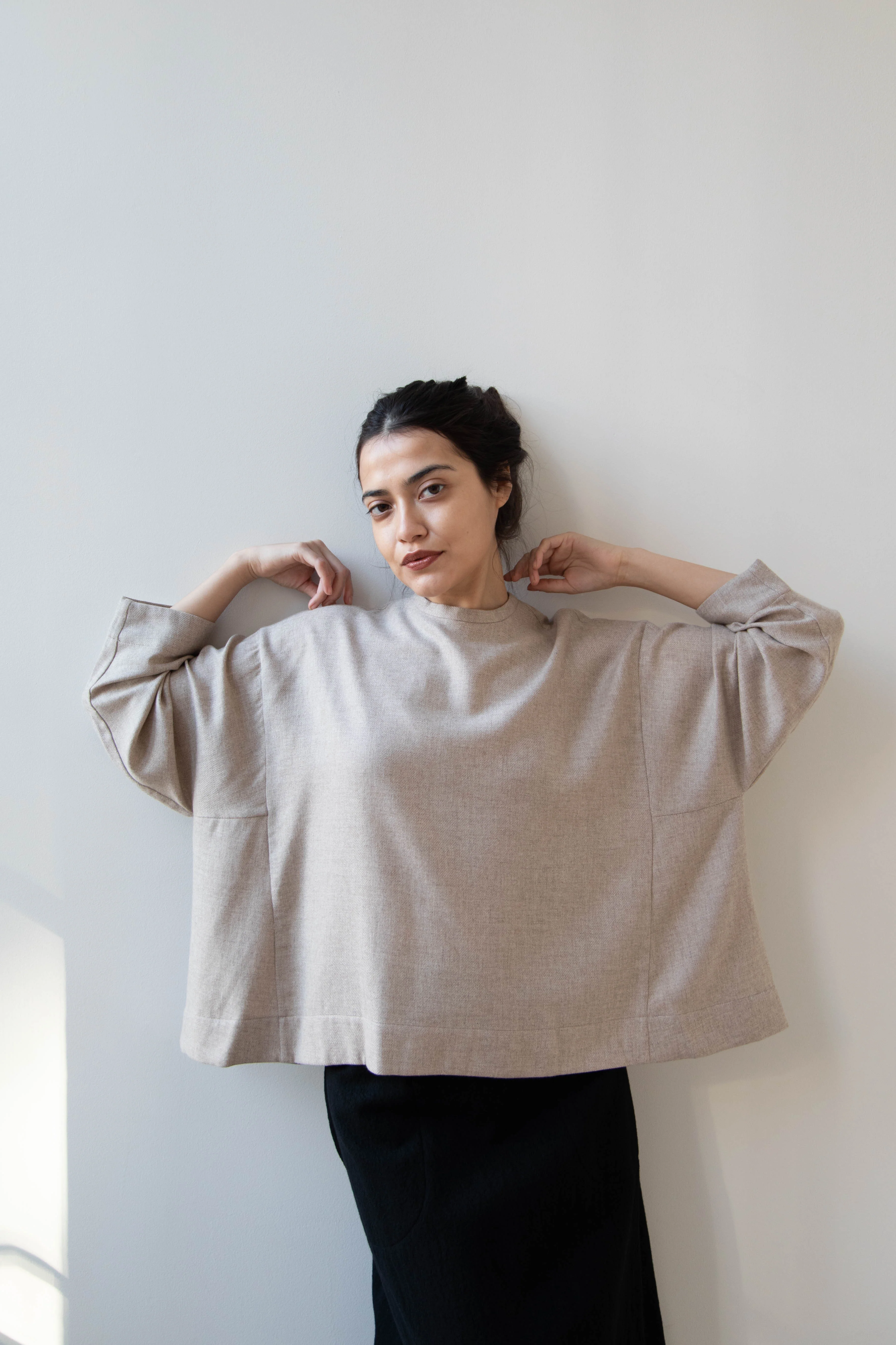 Arts & Science Tent Top in Taupe Cashmere Silk - Image 31