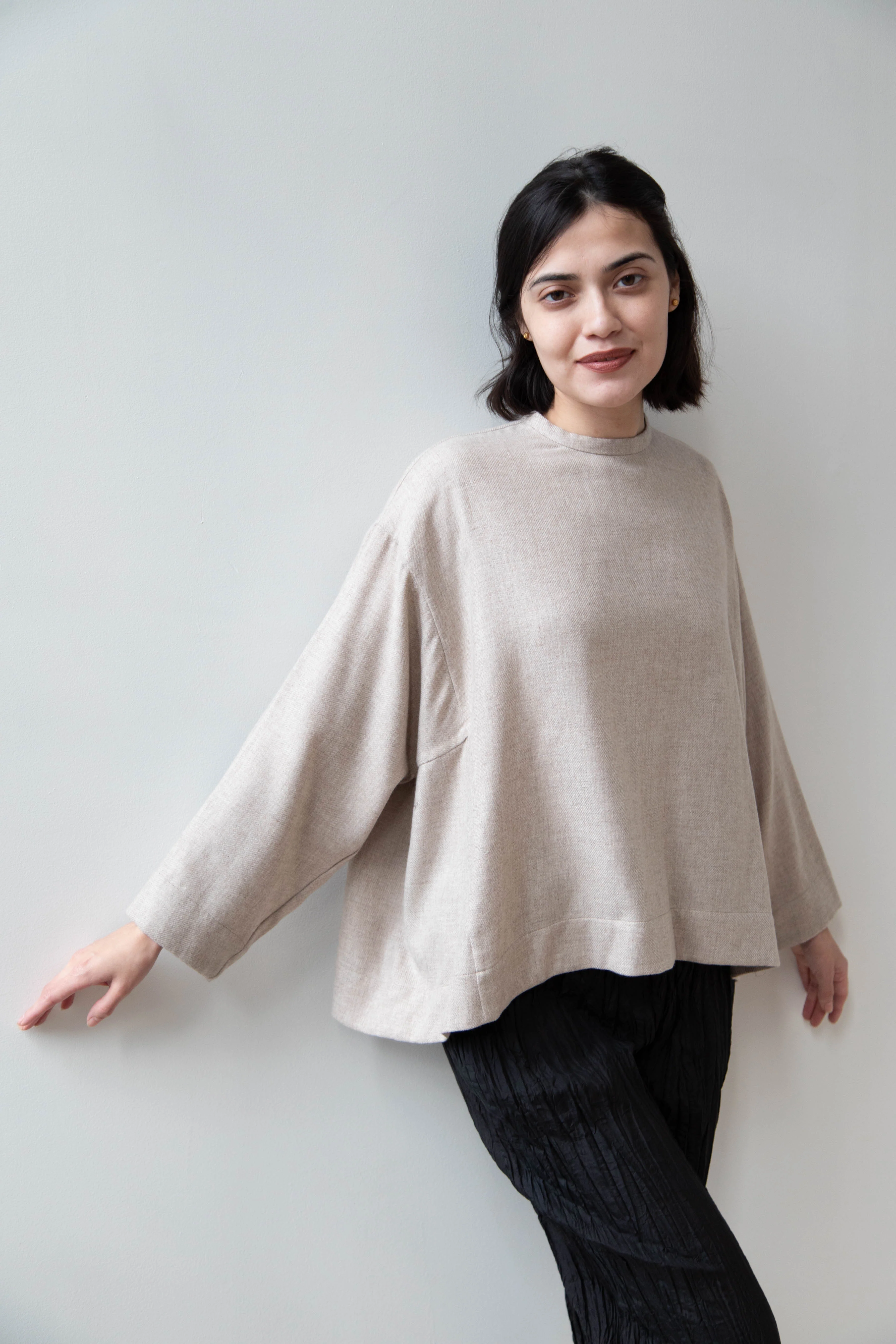 Arts & Science Tent Top in Taupe Cashmere Silk - Image 52