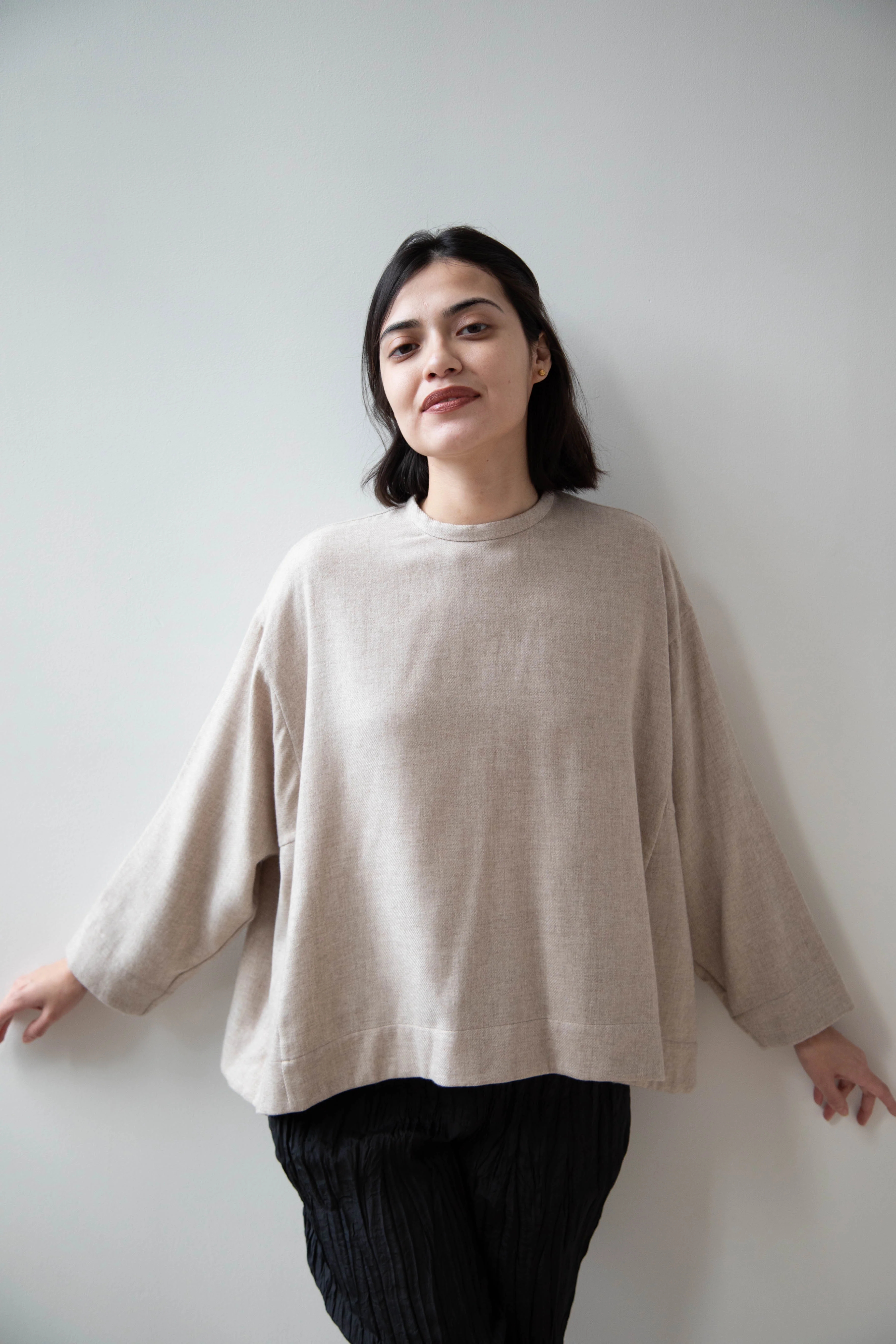 Arts & Science Tent Top in Taupe Cashmere Silk - Image 53