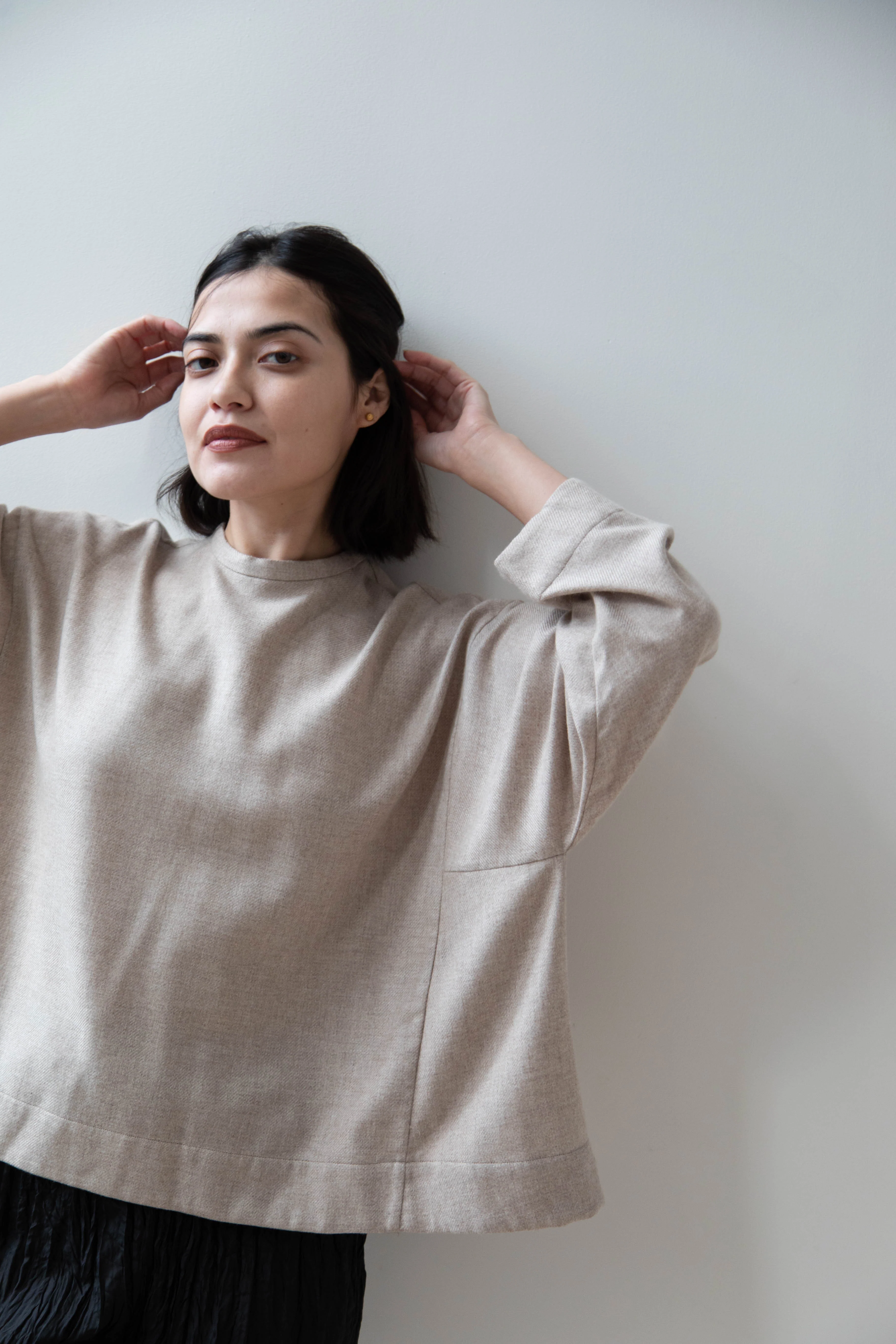 Arts & Science Tent Top in Taupe Cashmere Silk - Image 57