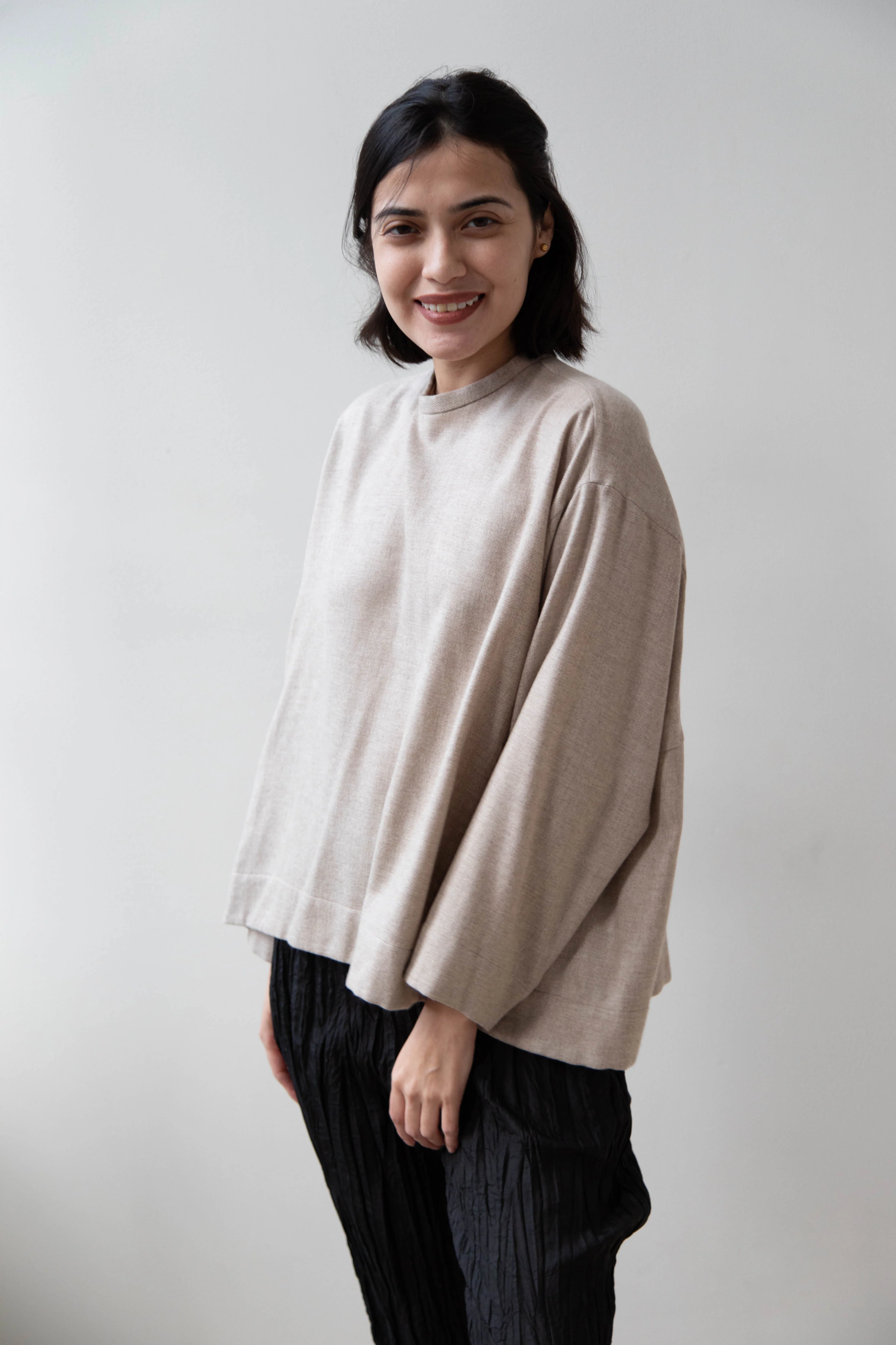 Arts & Science Tent Top in Taupe Cashmere Silk - Image 58
