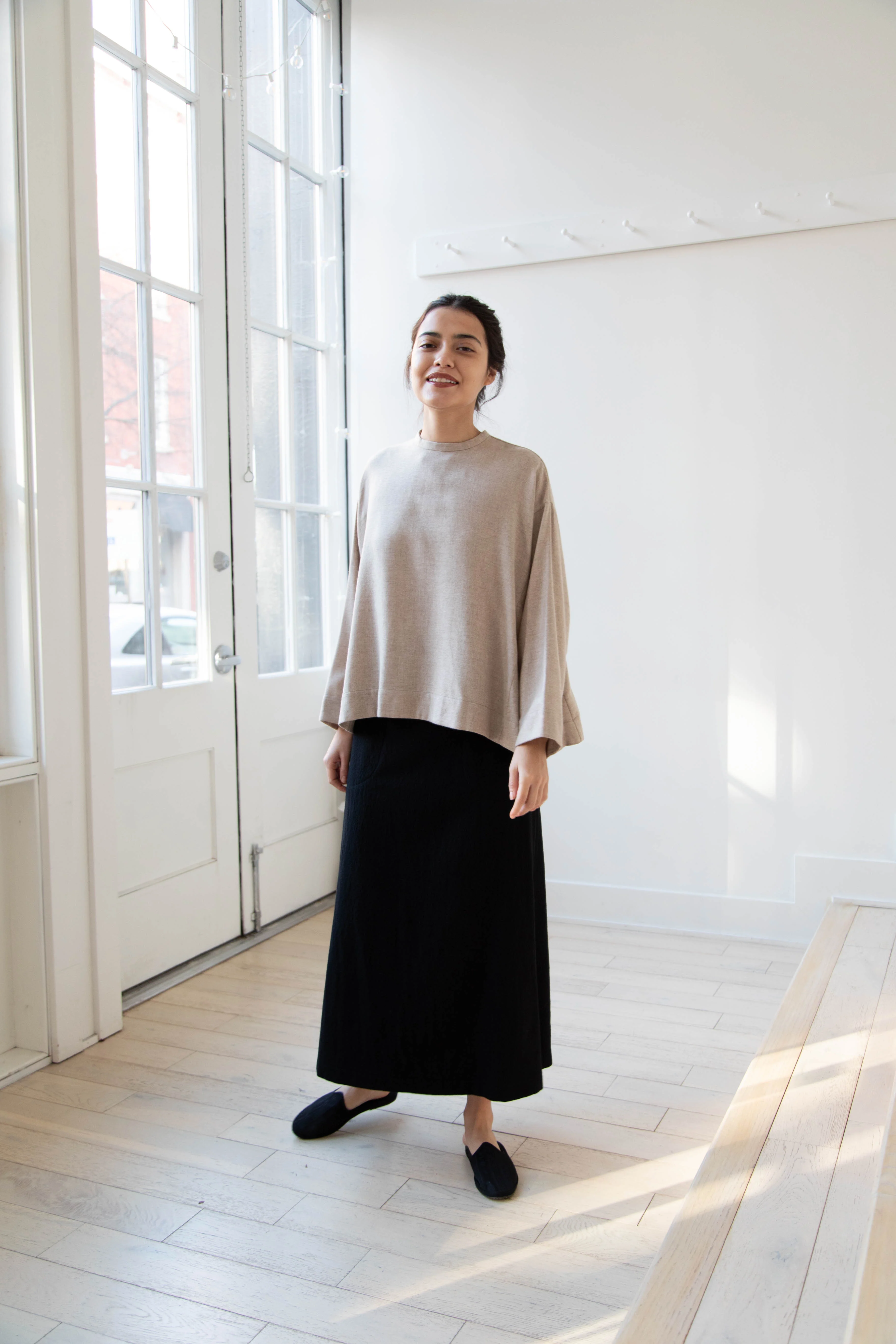 Arts & Science Tent Top in Taupe Cashmere Silk - Image 8