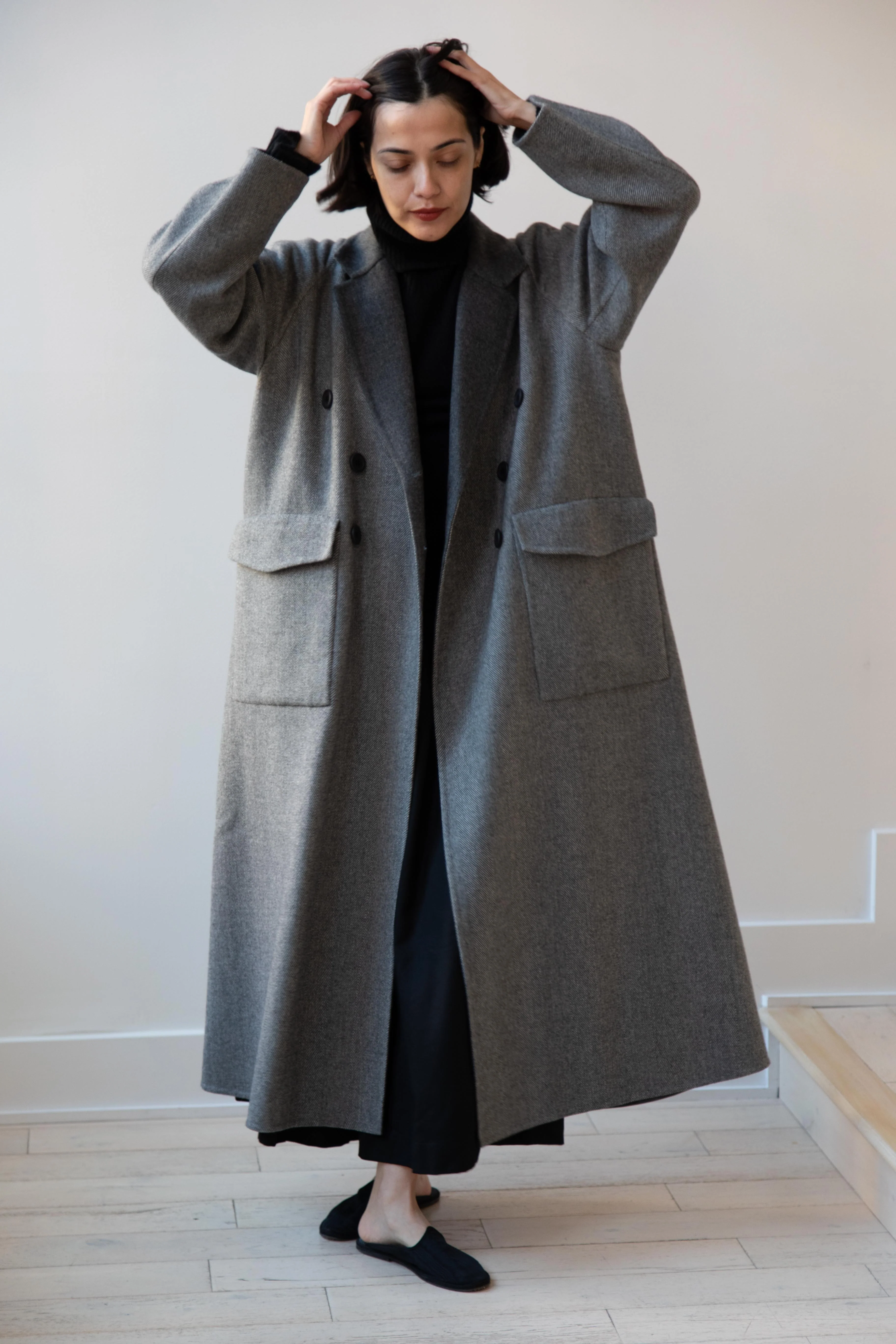 Asciari | Louise Coat in Grey Herringbone - Image 26