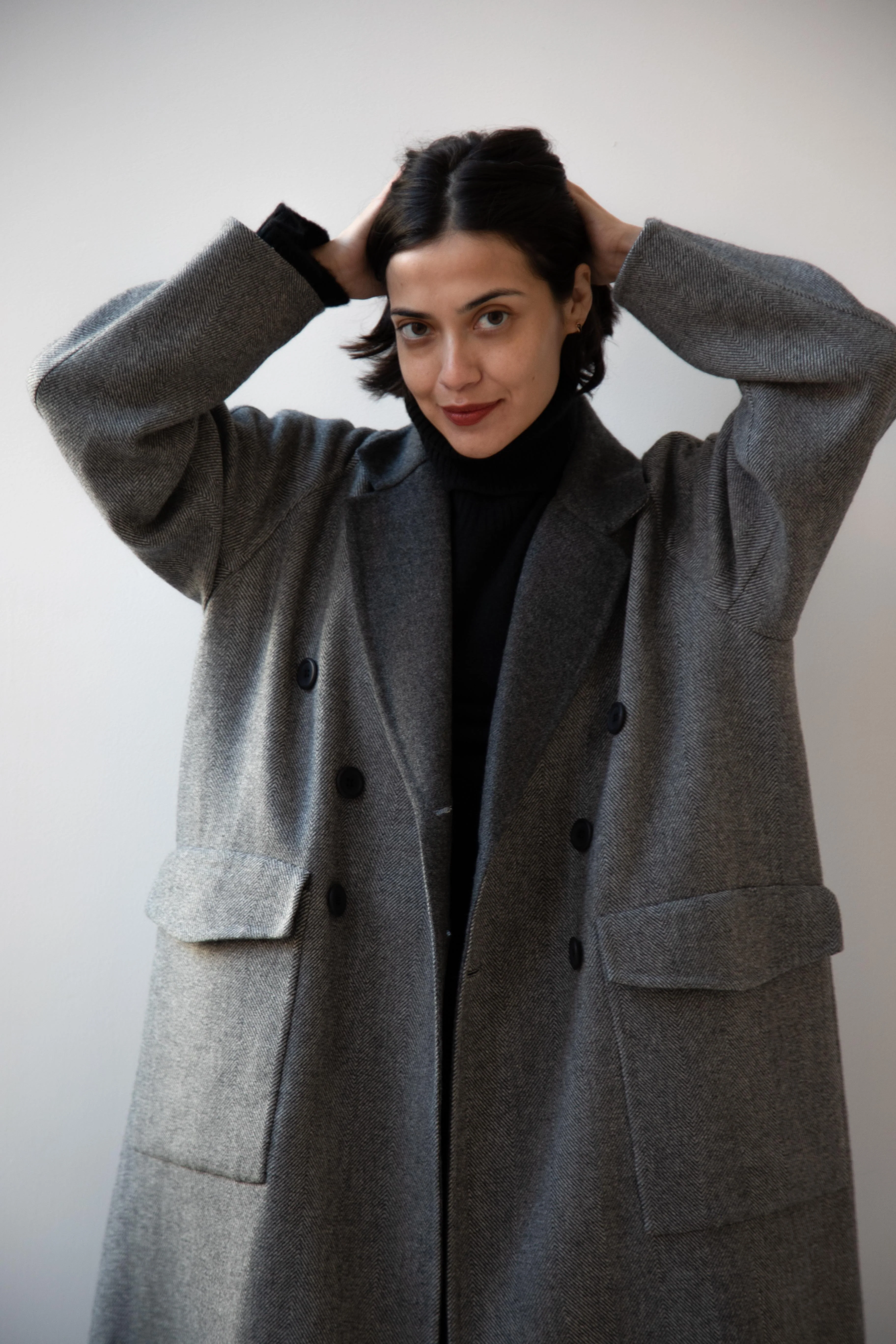 Asciari | Louise Coat in Grey Herringbone - Image 27