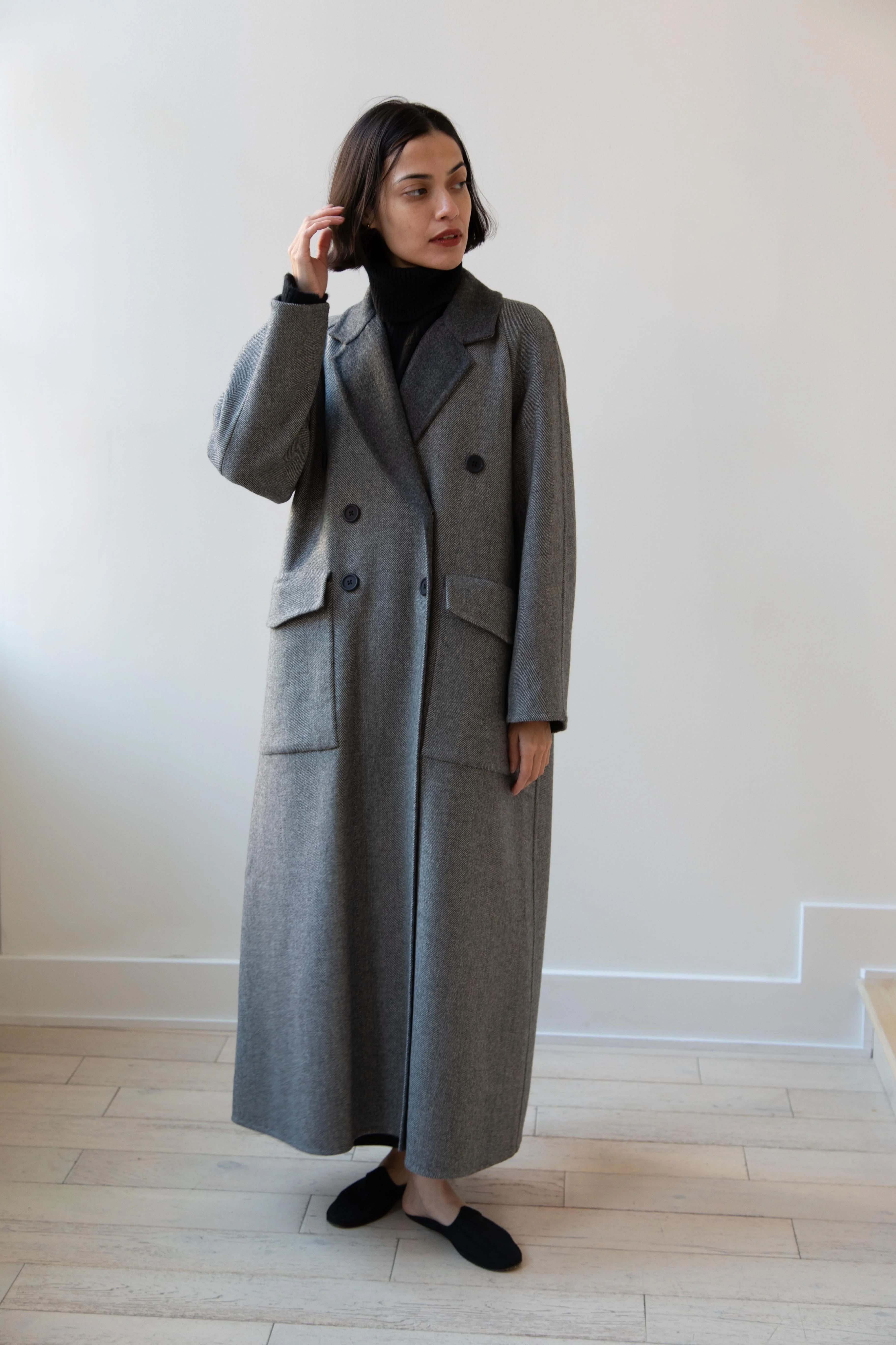 Asciari | Louise Coat in Grey Herringbone - Image 36