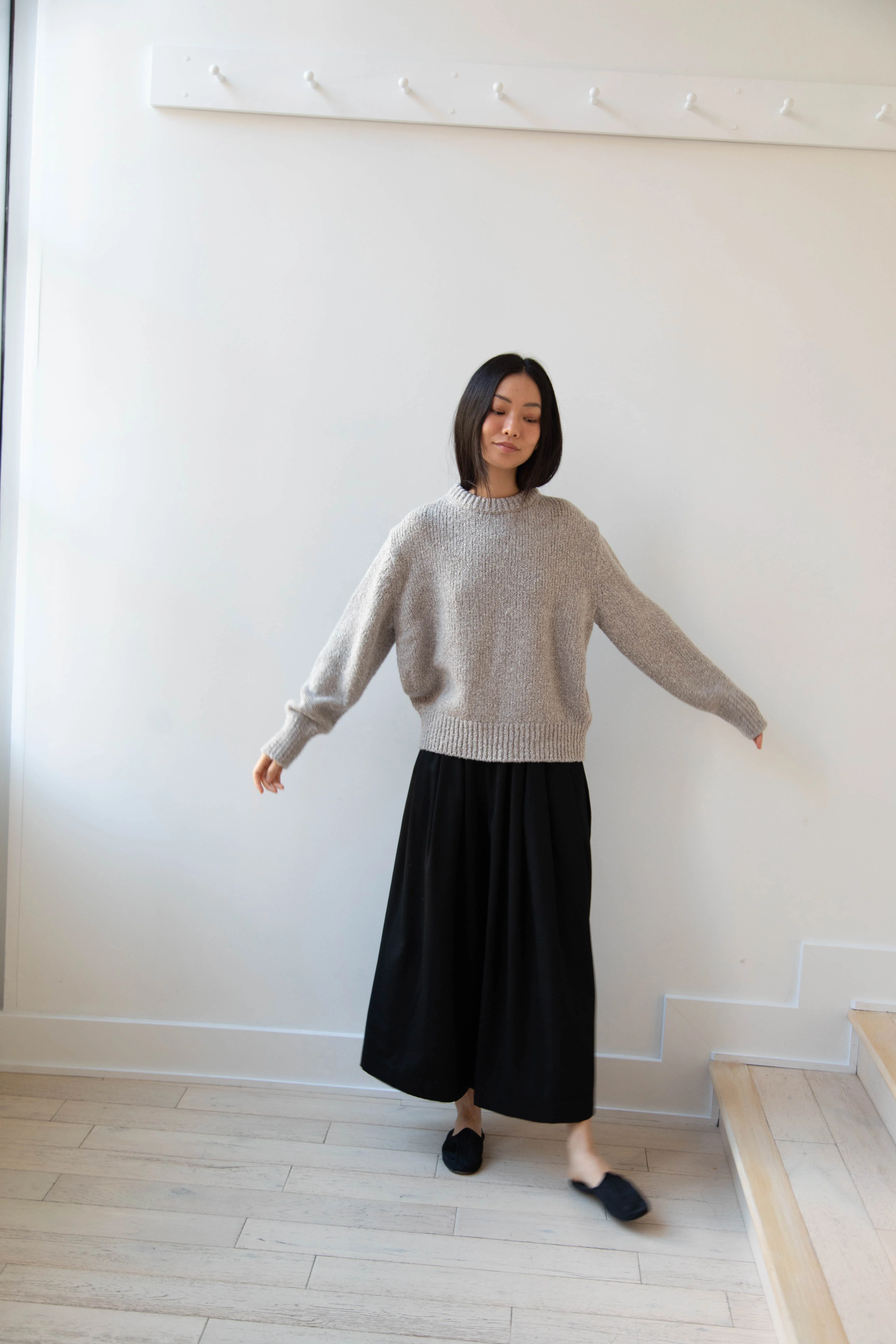 Aton | Crewneck Sweater in Greige Wool silk - Image 11