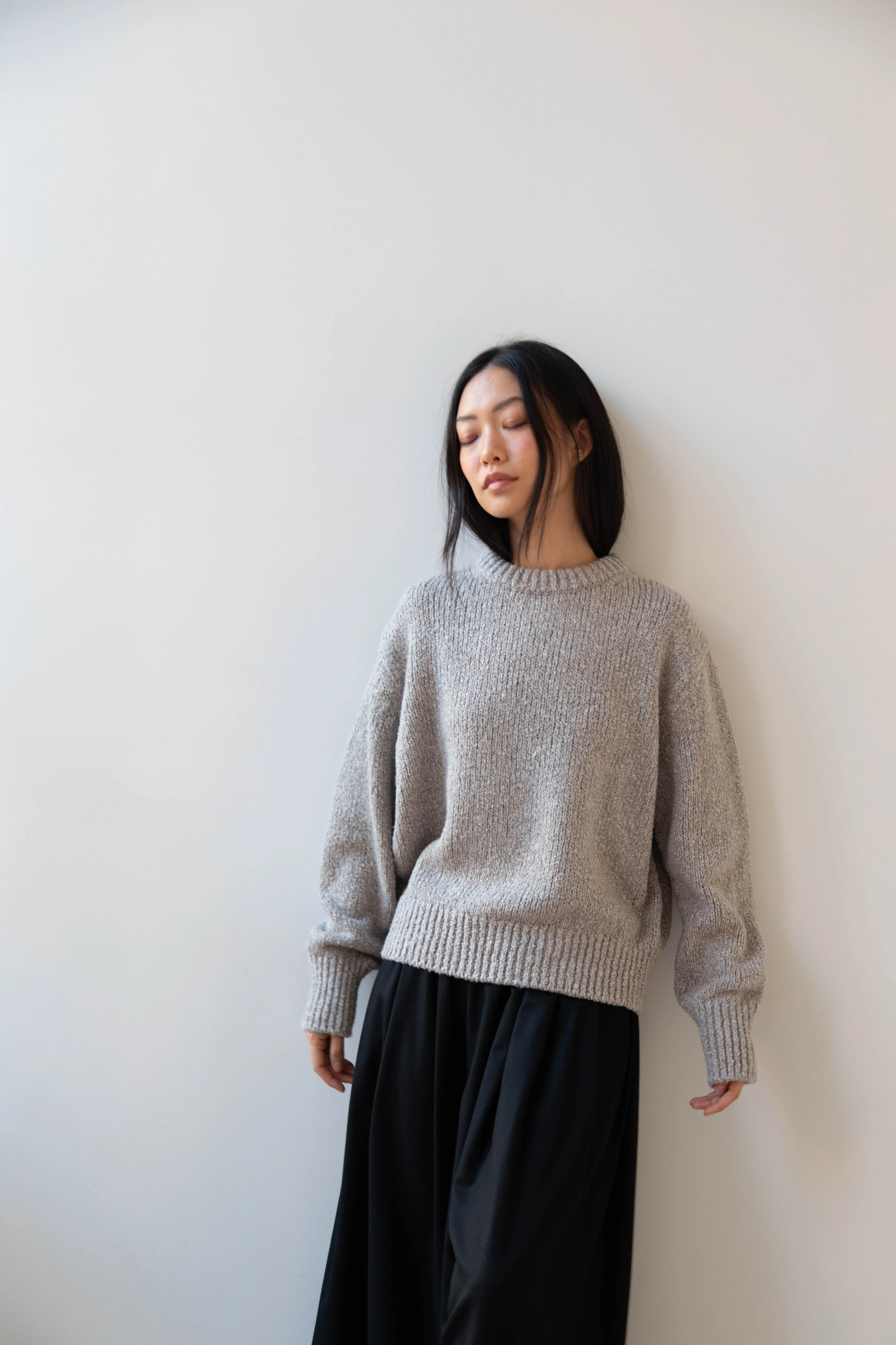 Aton | Crewneck Sweater in Greige Wool silk - Image 12