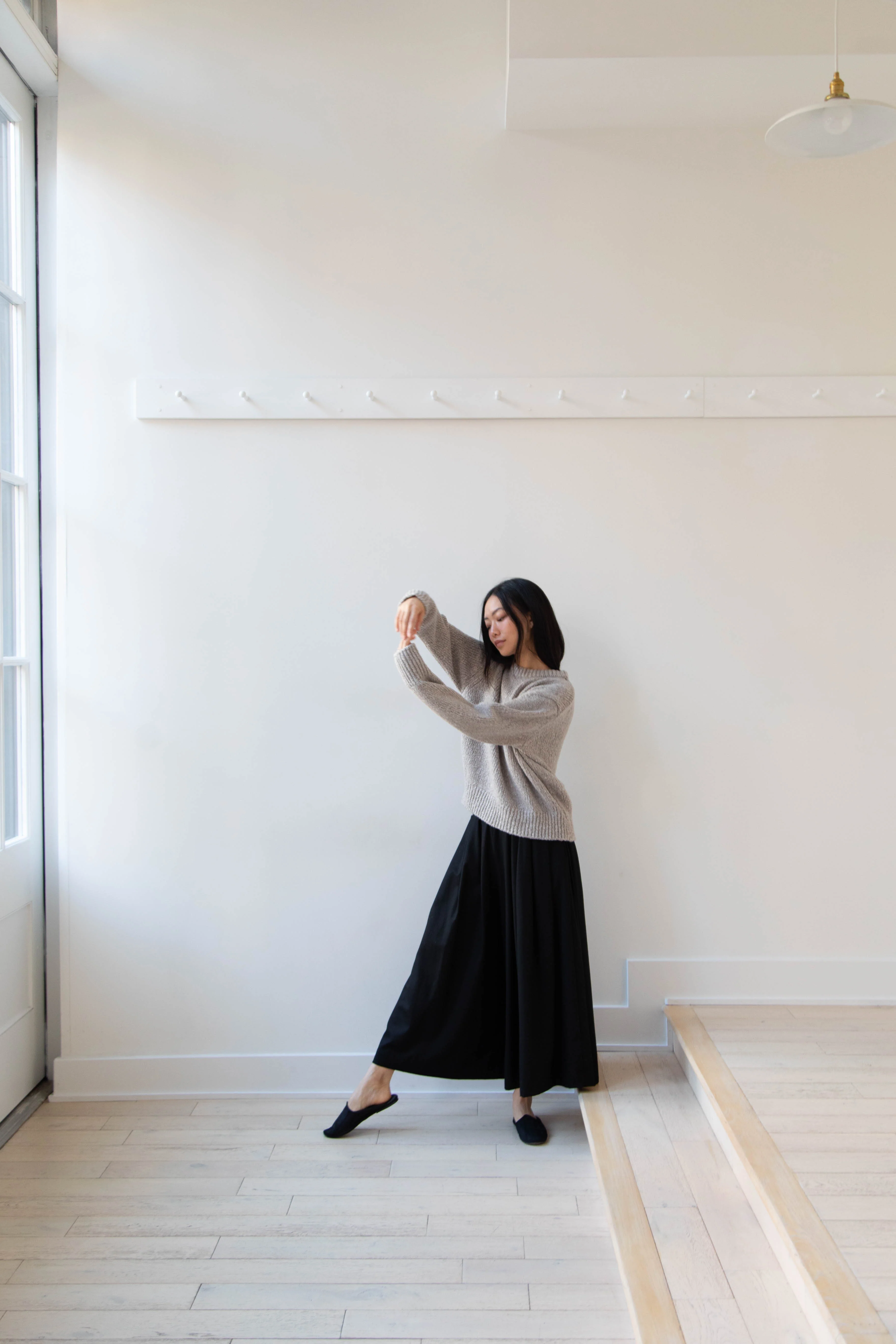 Aton | Crewneck Sweater in Greige Wool silk - Image 13