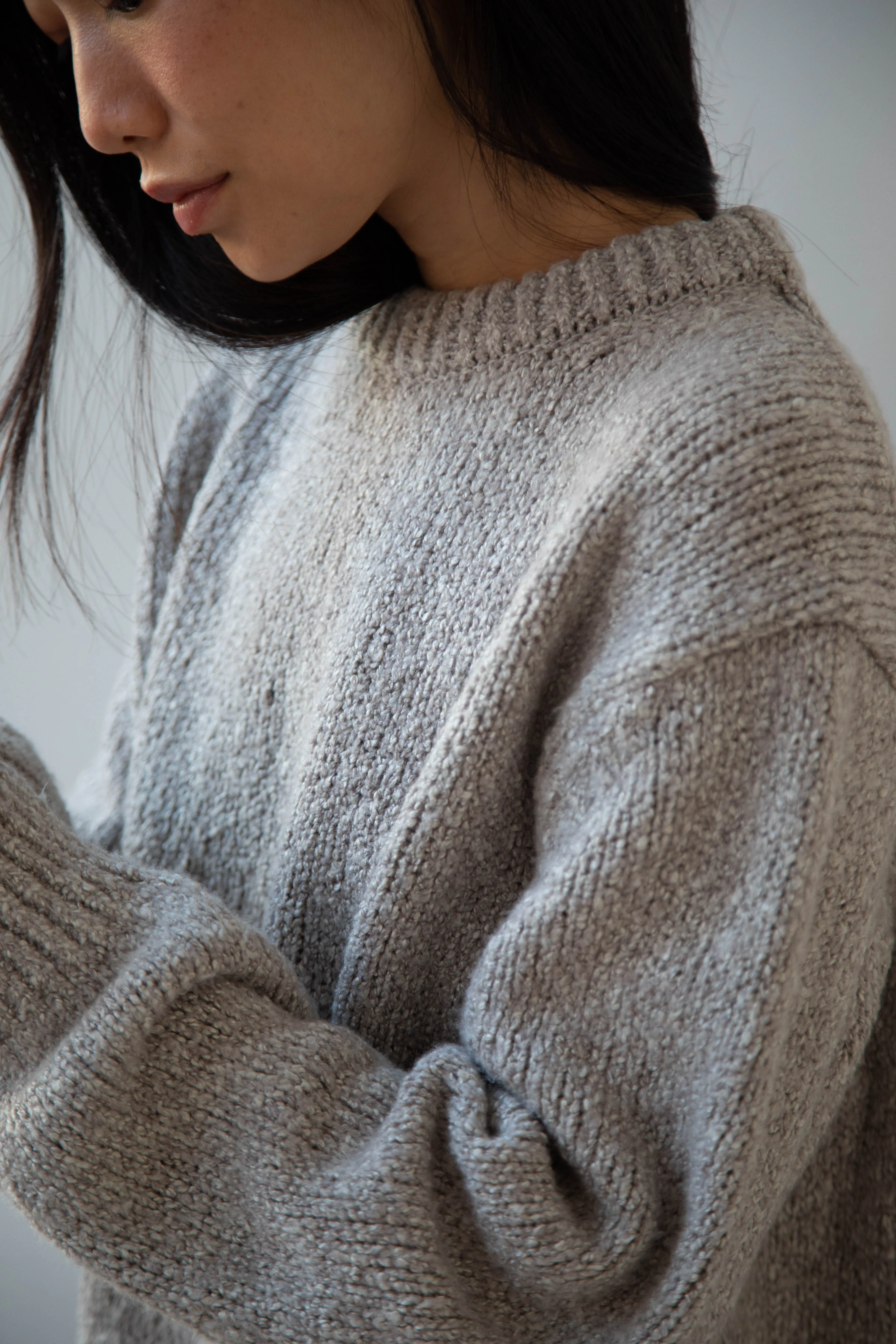 Aton | Crewneck Sweater in Greige Wool silk - Image 23