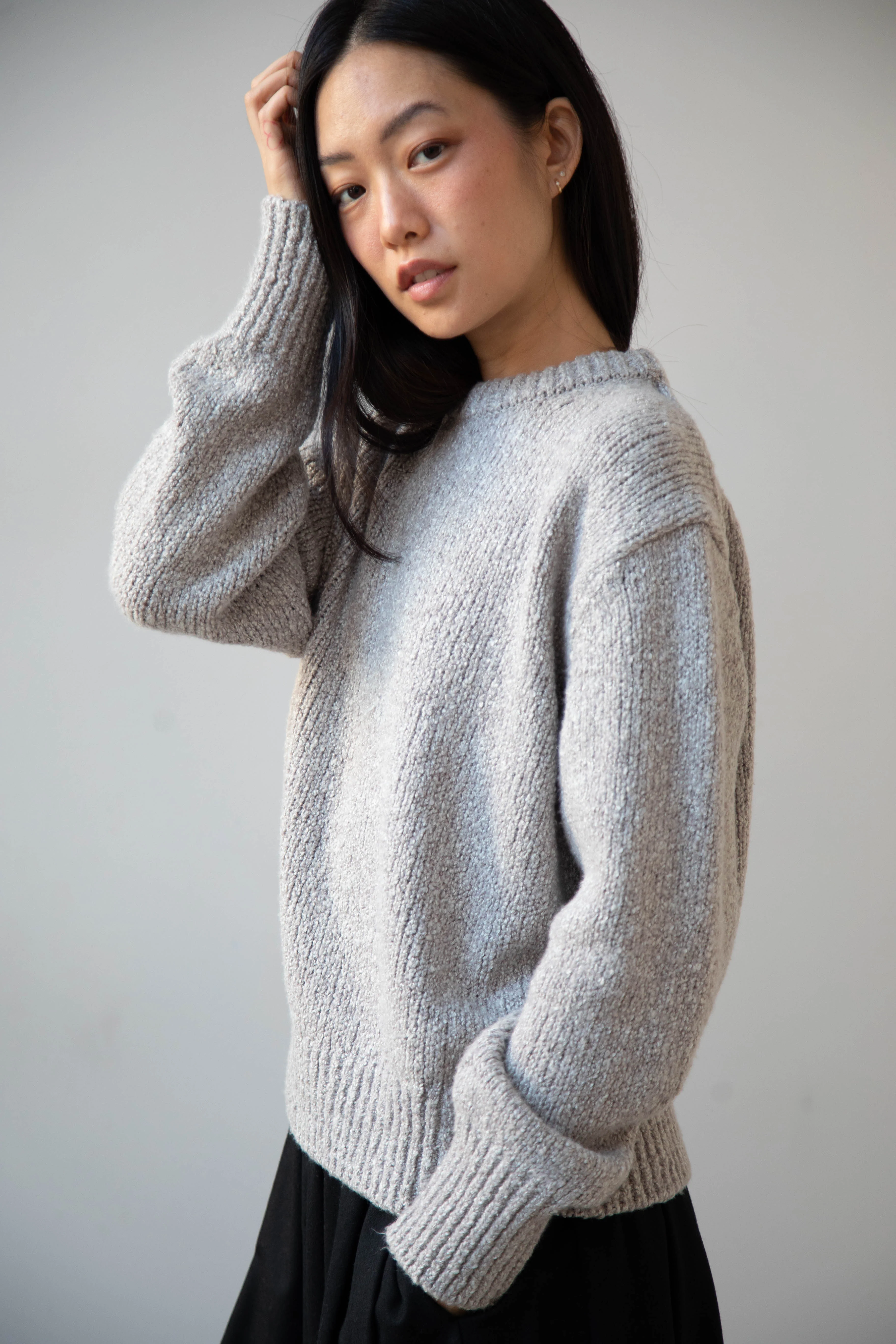 Aton | Crewneck Sweater in Greige Wool silk - Image 27