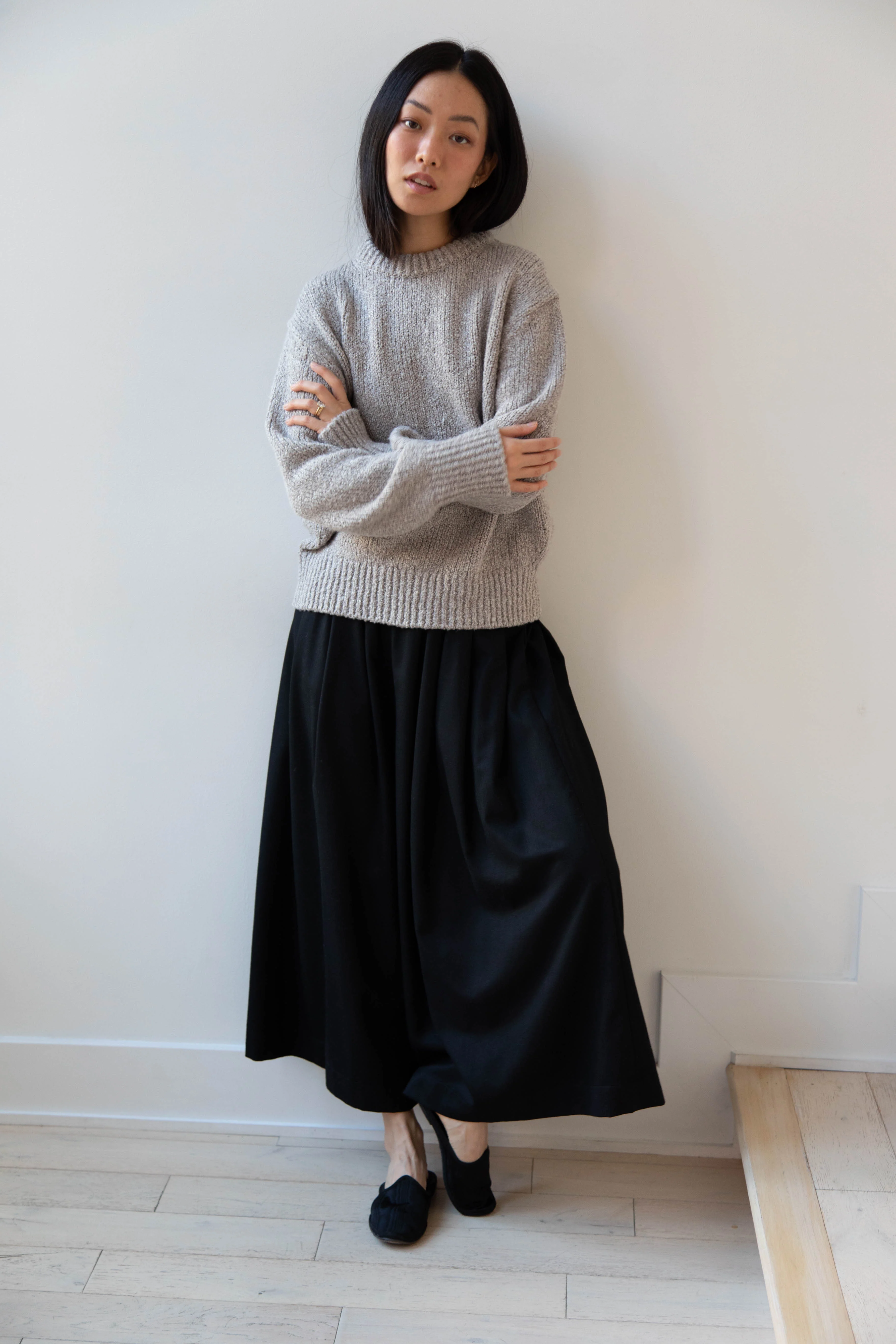 Aton | Crewneck Sweater in Greige Wool silk - Image 4