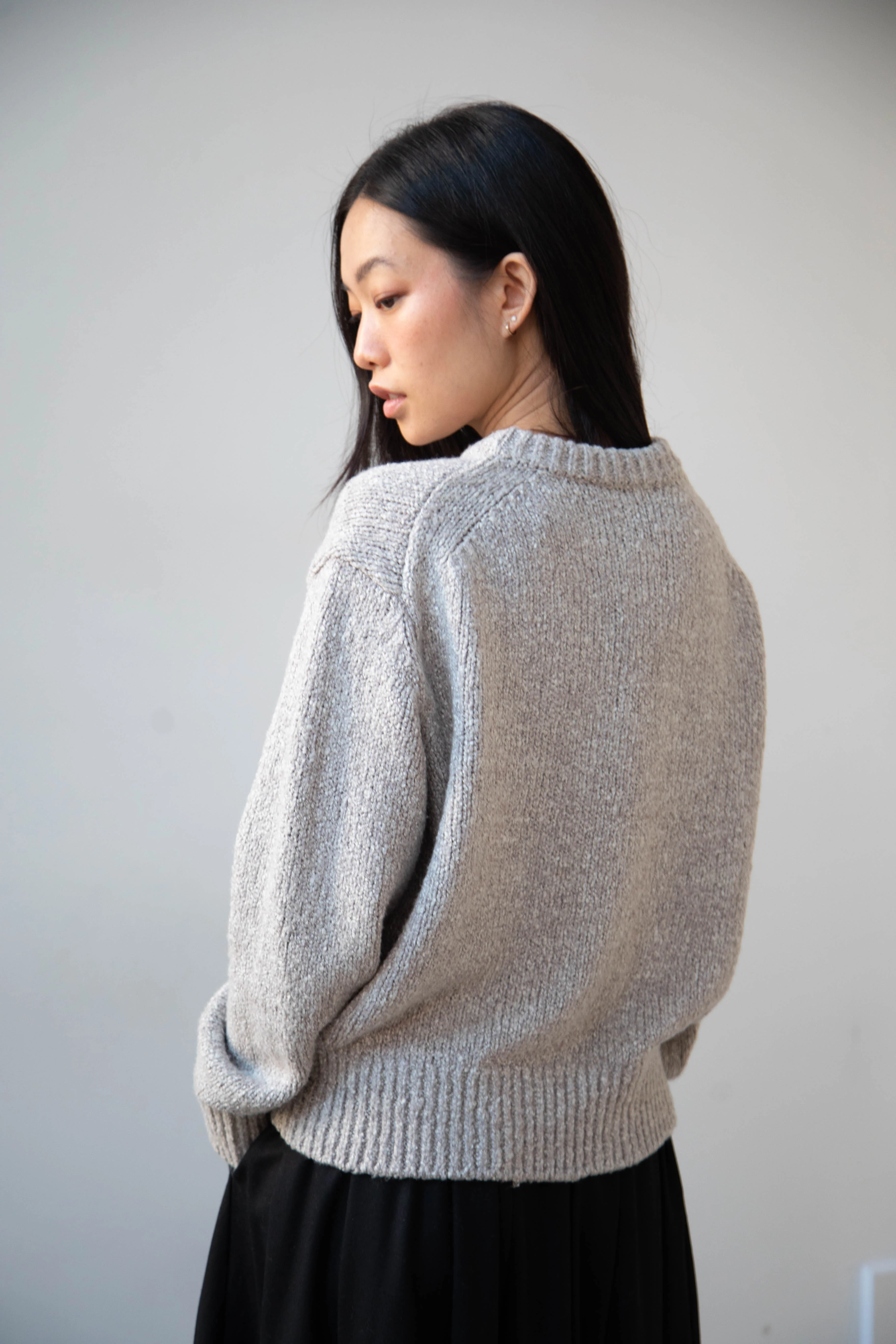Aton | Crewneck Sweater in Greige Wool silk - Image 6