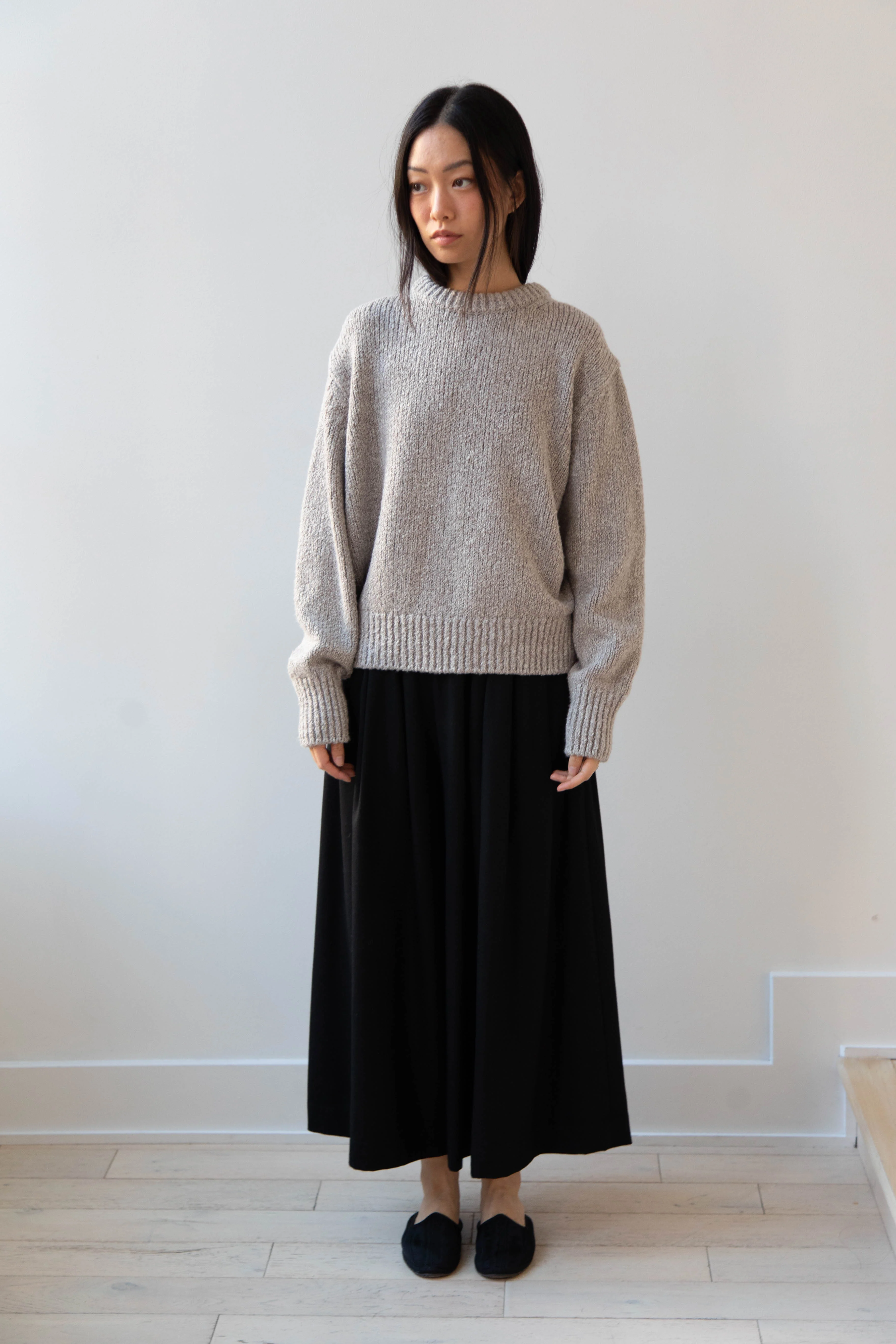 Aton | Crewneck Sweater in Greige Wool silk - Image 7