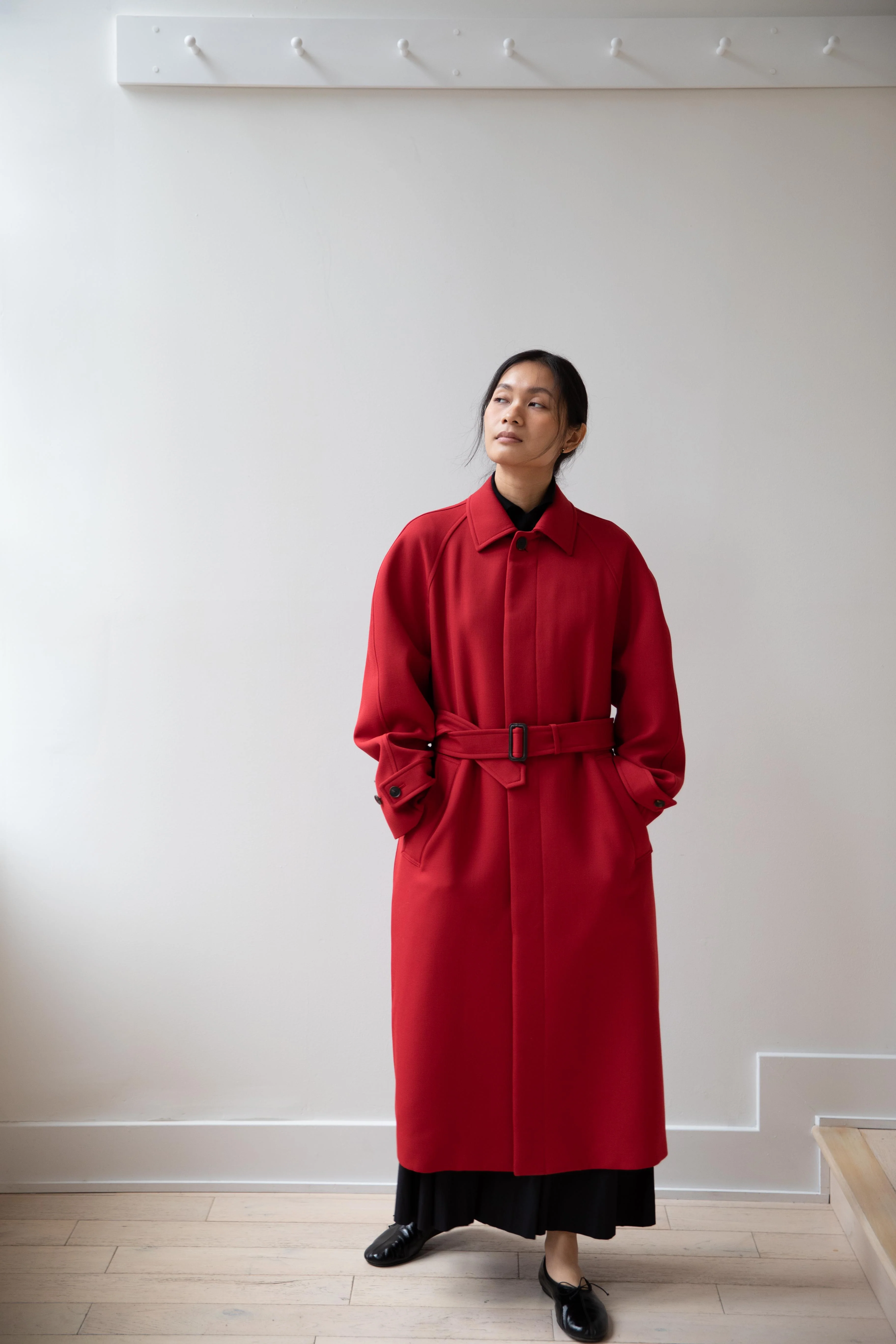 Auralee | Twisted Double Cloth Coat in Dusty Red - Image 27