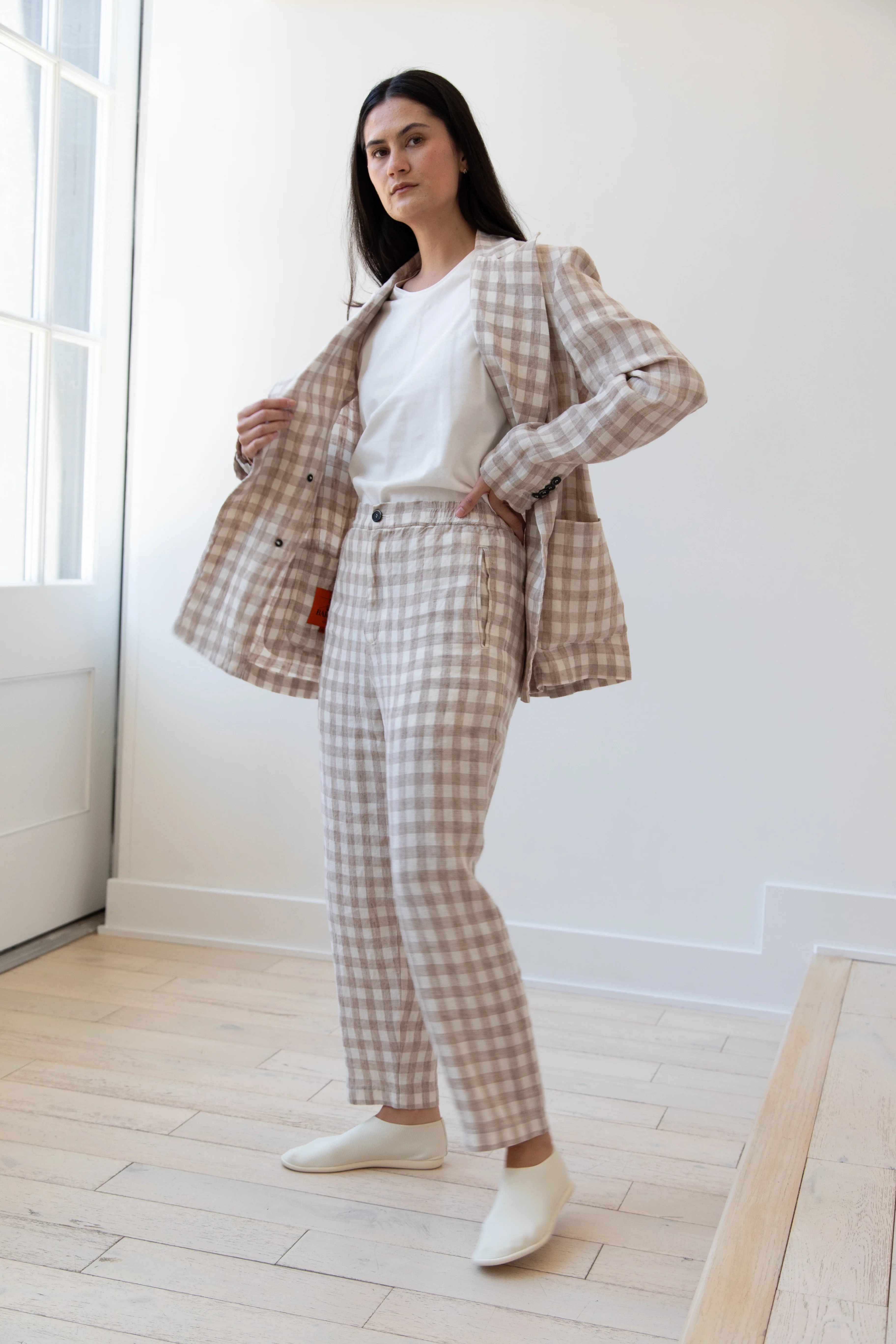 Barena Venezia | Double Breasted Blazer in Cream Check - Image 13