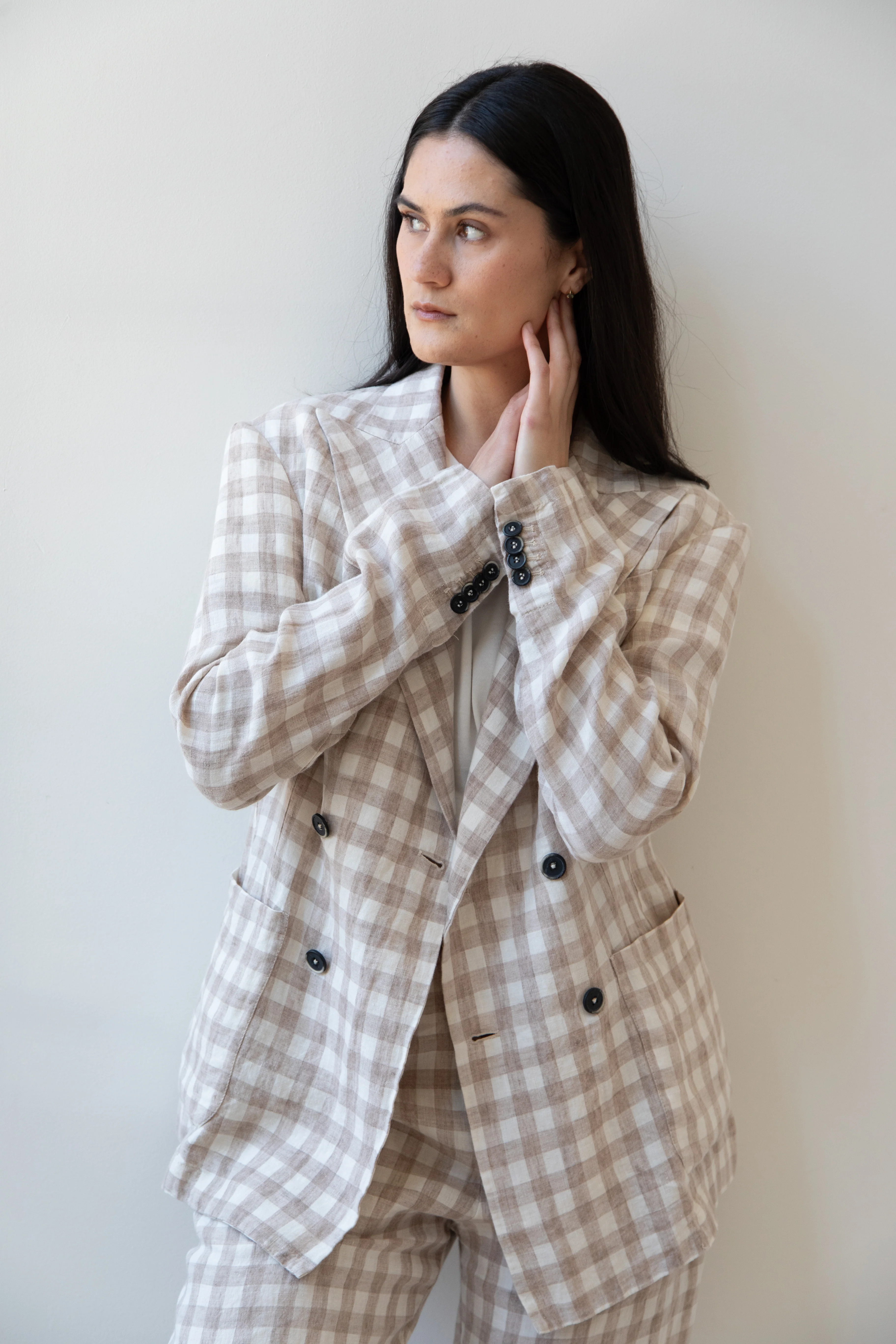 Barena Venezia | Double Breasted Blazer in Cream Check - Image 19