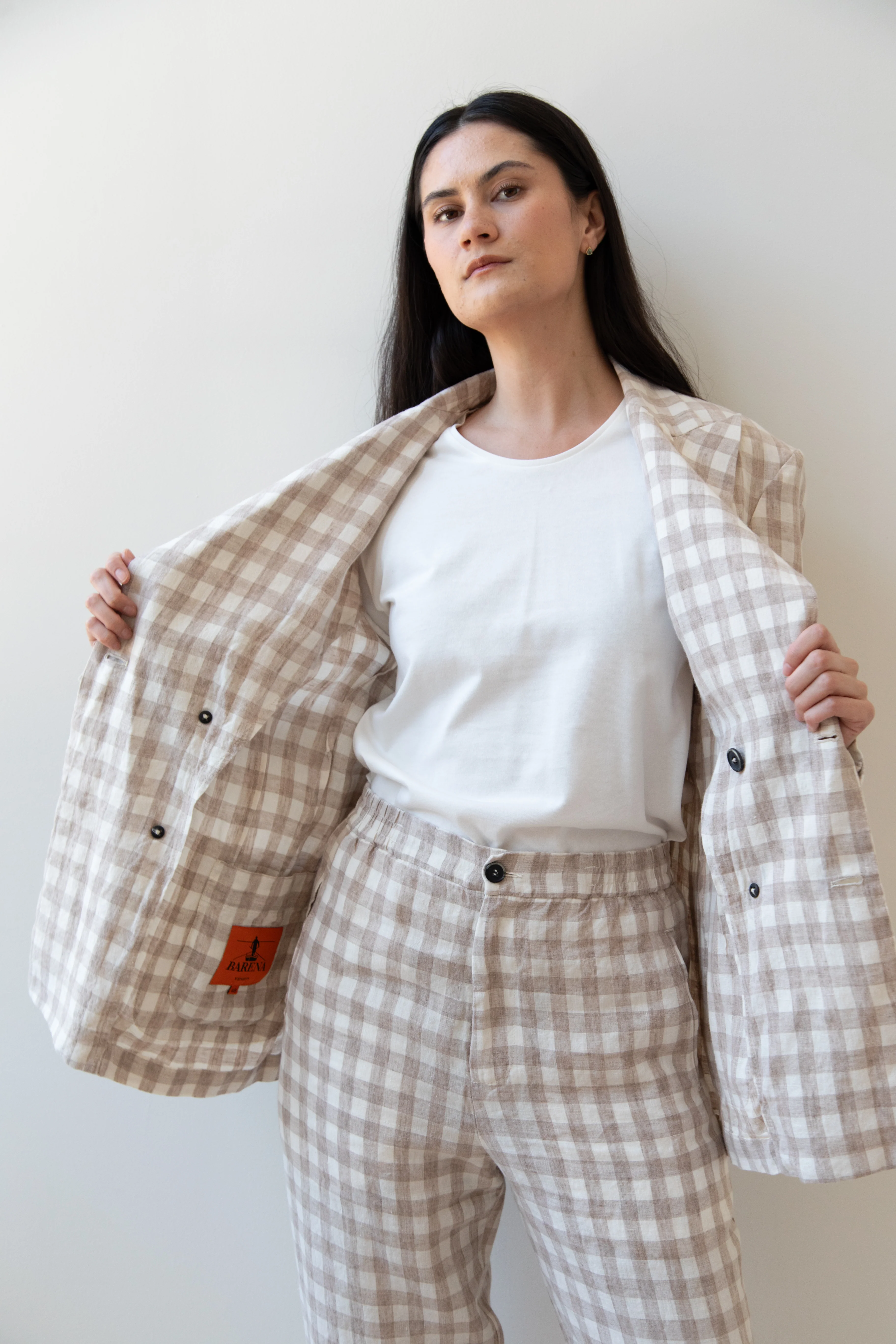 Barena Venezia | Double Breasted Blazer in Cream Check - Image 21