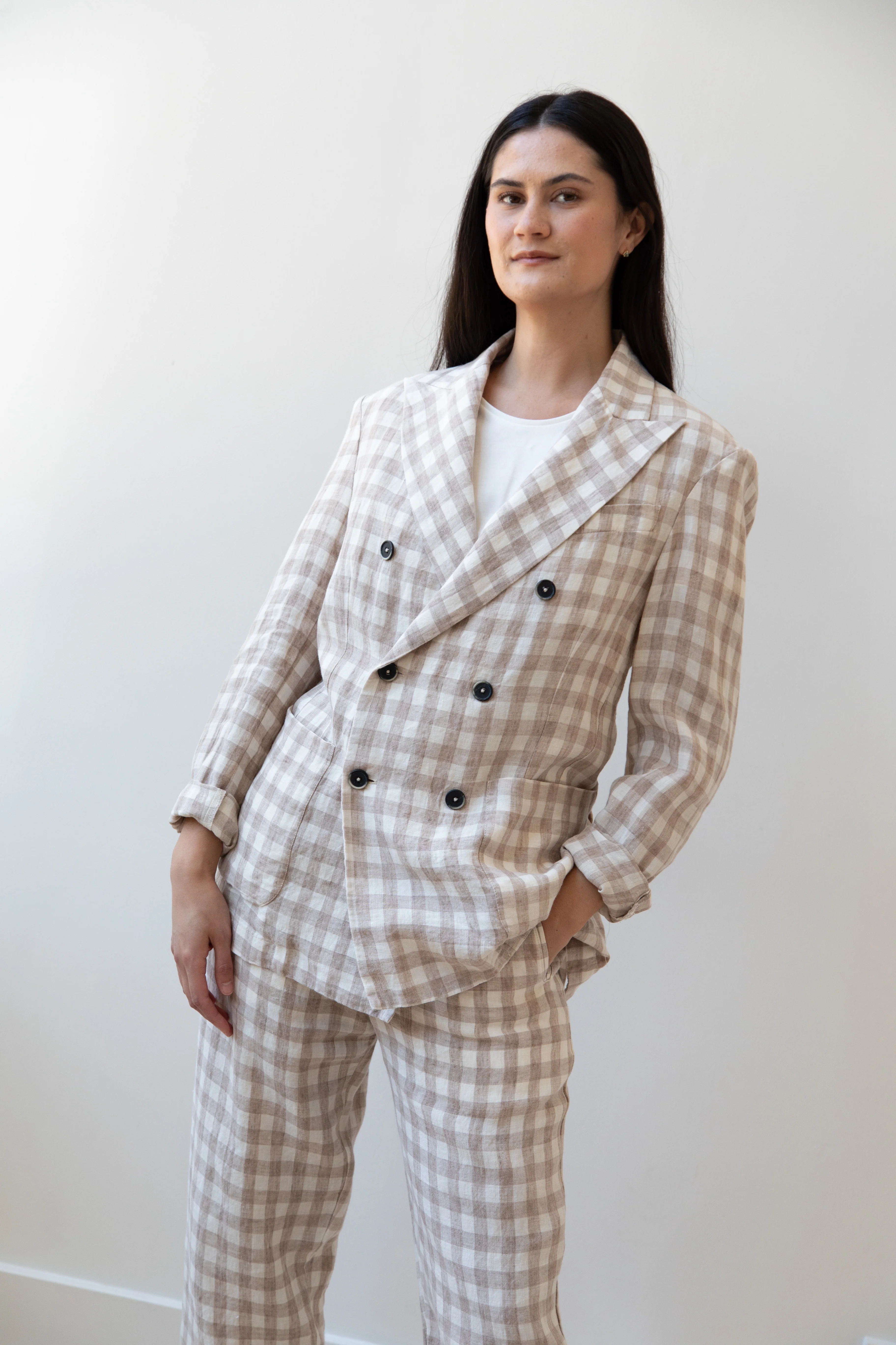 Barena Venezia | Double Breasted Blazer in Cream Check - Image 23
